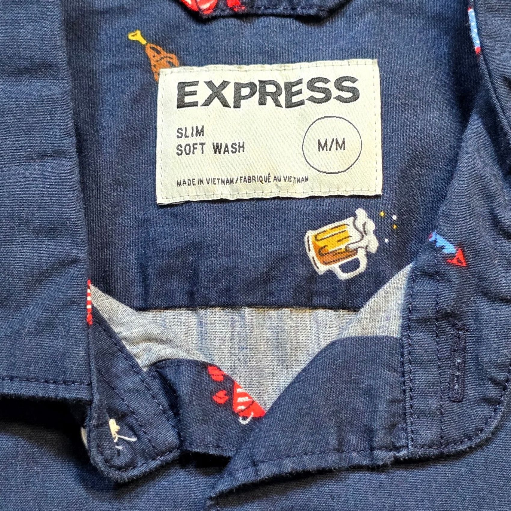 Express Express Shirt Mens Medium Blue Slim Fit Button Short Sleeve USA 4th Of July Size US M / EU 48-50 / 2 - 3 Thumbnail