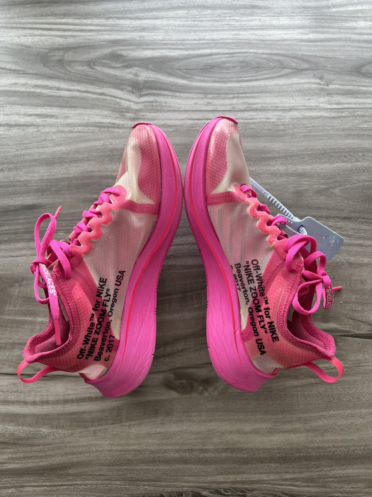 Nike × Off-White Sz 7 Men/ 8.5 Womens- Off-White x Nike Zoom Fly Tulip Pink Size US 8.5 / IT 38.5 - 3 Thumbnail