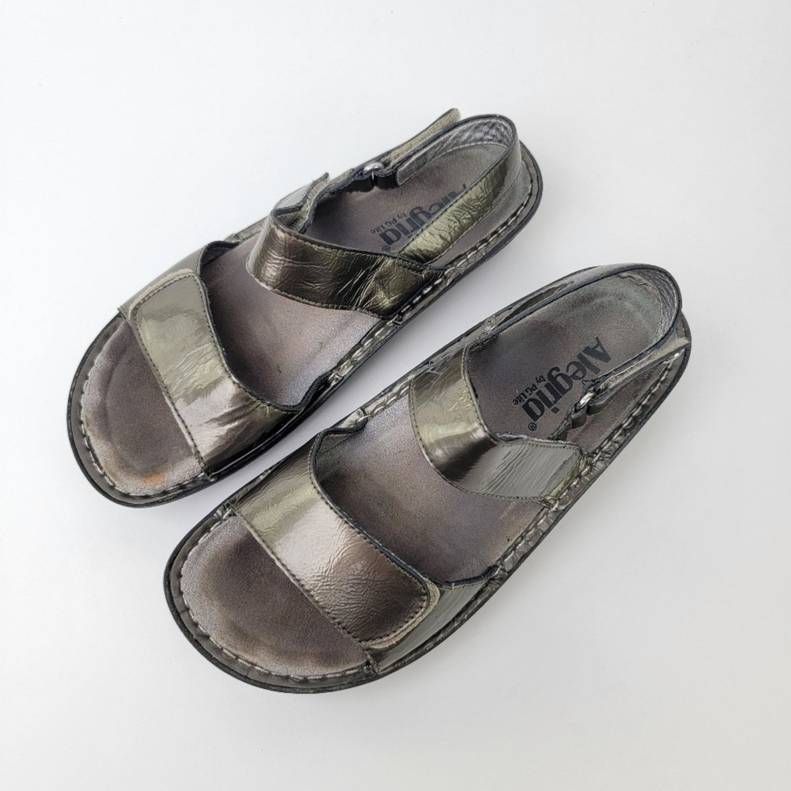 Designer Alegria Verona Chrome Leather Slip On Platform Sandals - 7 Size US 7 / IT 37 - 11 Thumbnail