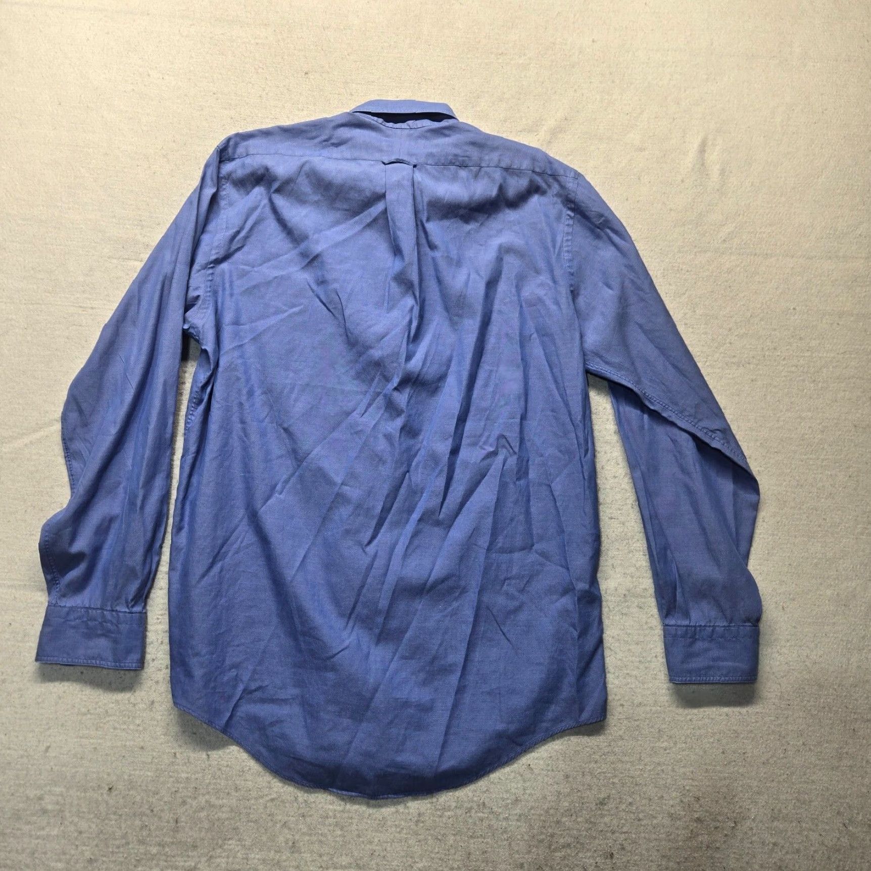 Lands' End Lands' End Shirt Dress Blue Solid Button-Up Long Sleeve MenS 15.5 Shirt, Business Formal, Casual, Workwear, 90s? Size 42R - 7 Thumbnail