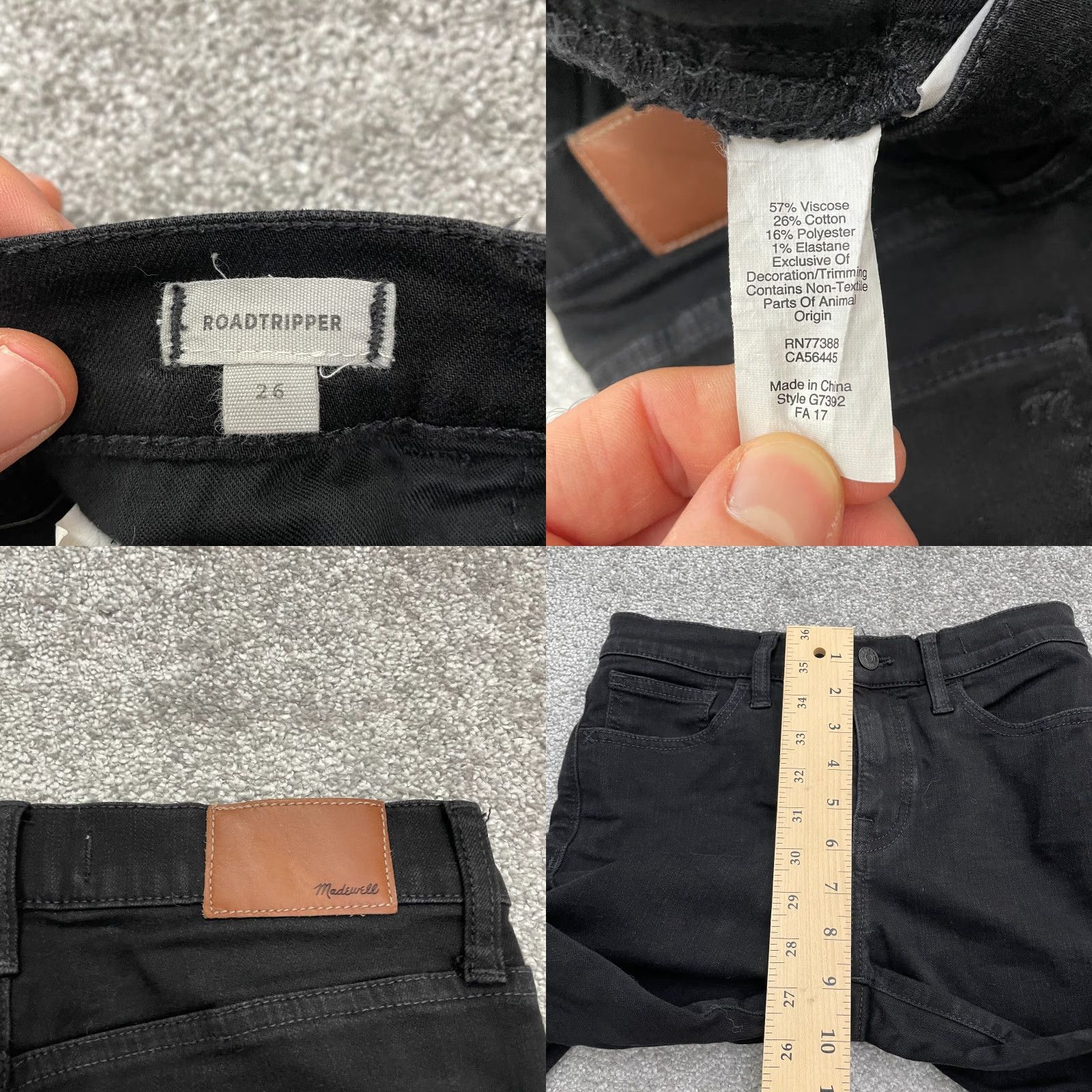 Madewell Madewell Roadtripper Jeans 26 Black Dark Wash 26x28 Straight Womens Size 26" / US 2 / IT 38 - 8 Thumbnail