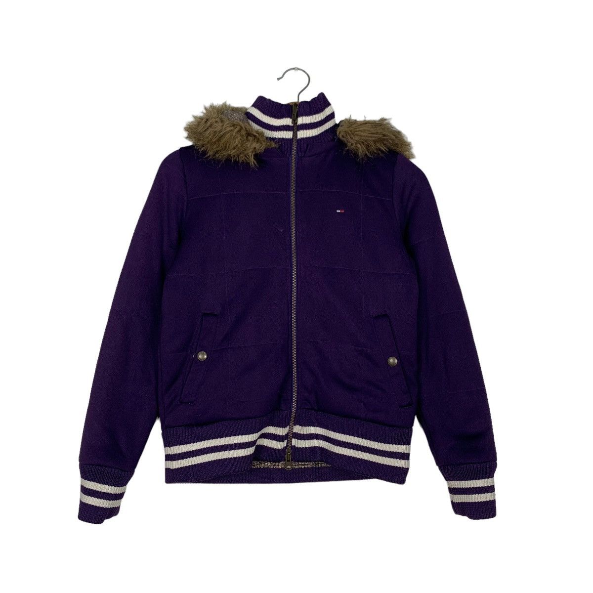 Tommy Hilfiger TOMMY GIRL Fur Hoodie Purple Jacket #0310-C14 Size S / US 4 / IT 40 - 1 Thumbnail