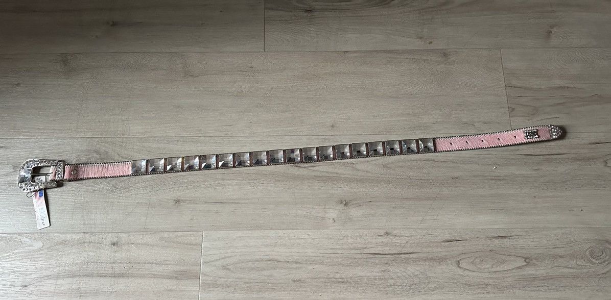B.B. Simon BB SIMON belt light pink horse hair Swarovski Crystals Size 32 - 5 Thumbnail