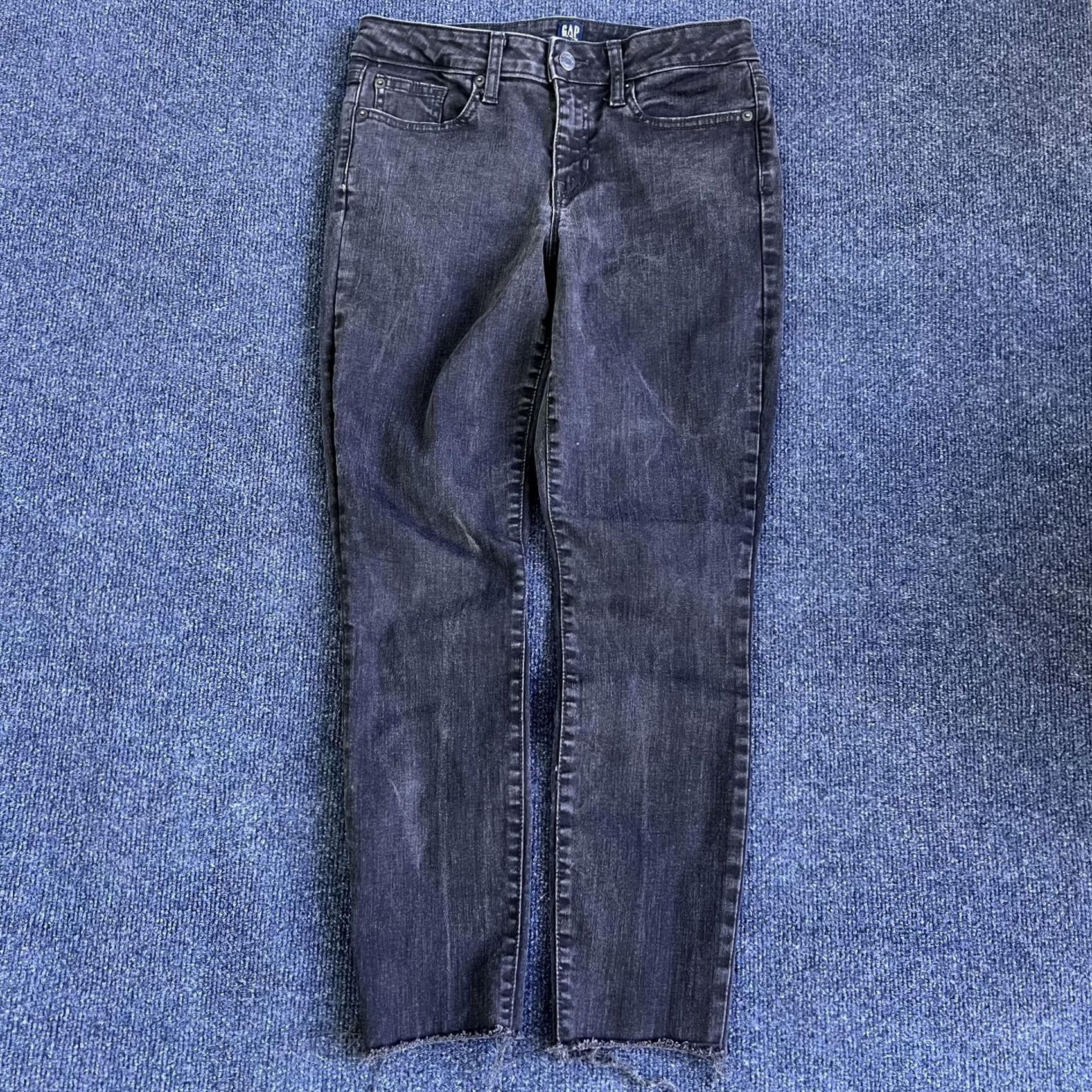 Gap Gap Jeans Womens 28 Long Tall Charcoal Wash Extra Slim Stretch Jegging Denim 5-Pocket Distressed Pockets Zipper Button Clothing Mens Womens Girls Boys Size 28" / US 6 / IT 42 - 3 Thumbnail