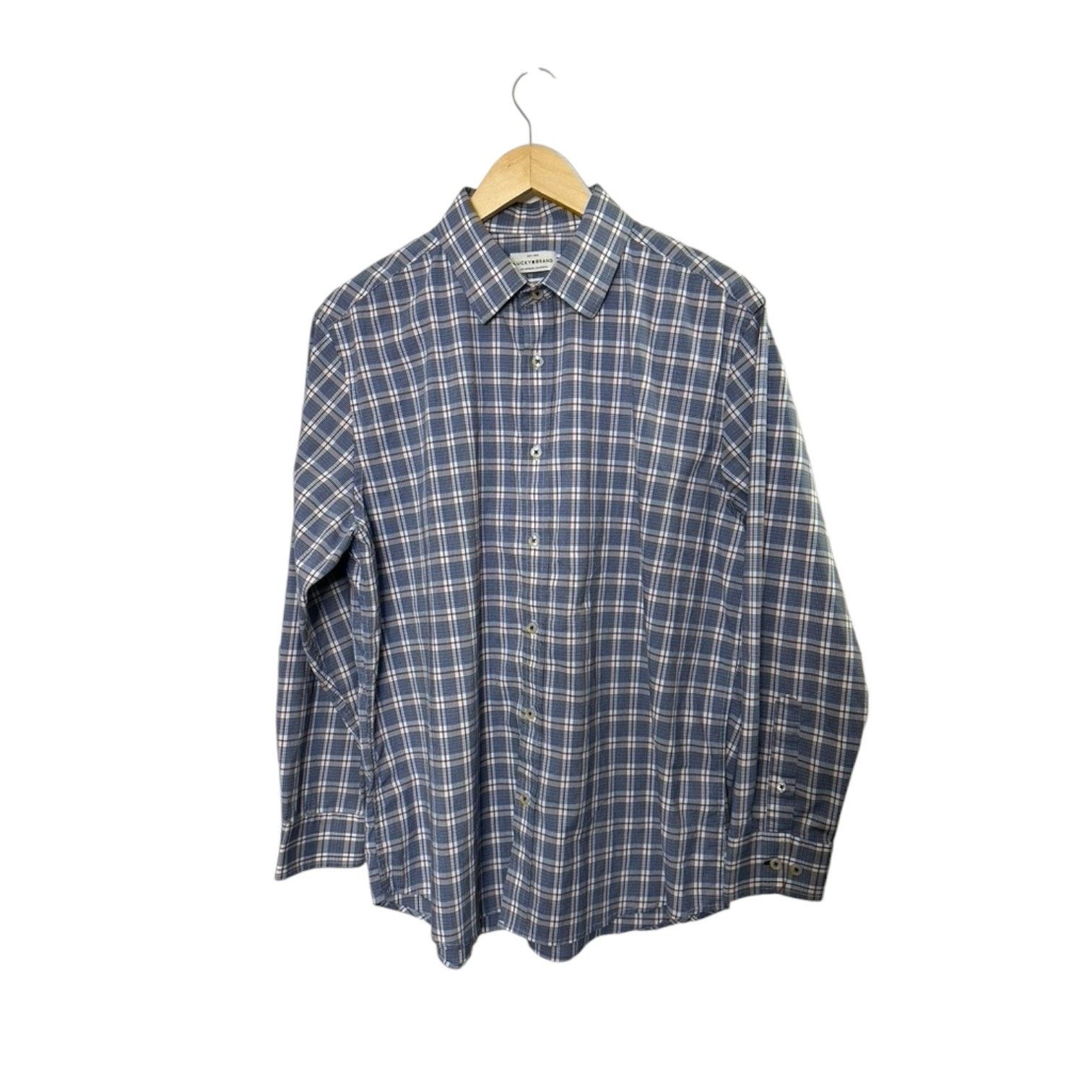Lucky Brand Lucky Brand Blue Plaid Long Sleeve Button Shirt L 16 32/33 Size US L / EU 52-54 / 3 - 1 Thumbnail