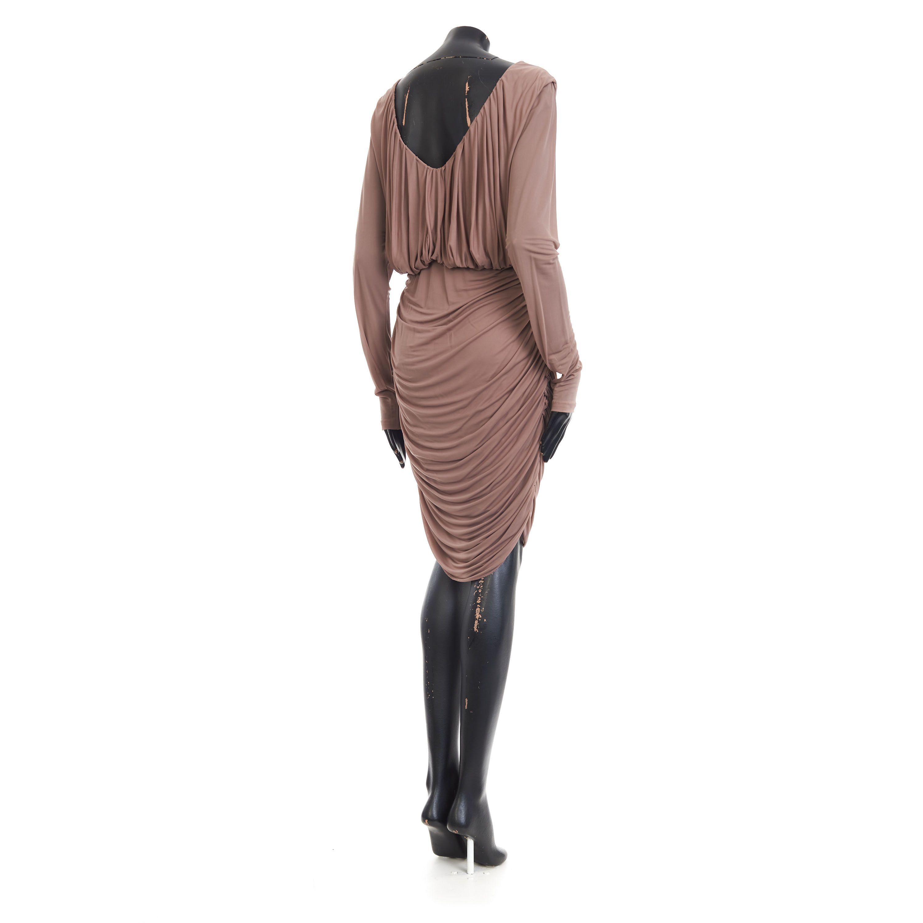 Saint Laurent Paris Brown Ruched Mini Dress Size M / US 6-8 / IT 42-44 - 6 Thumbnail