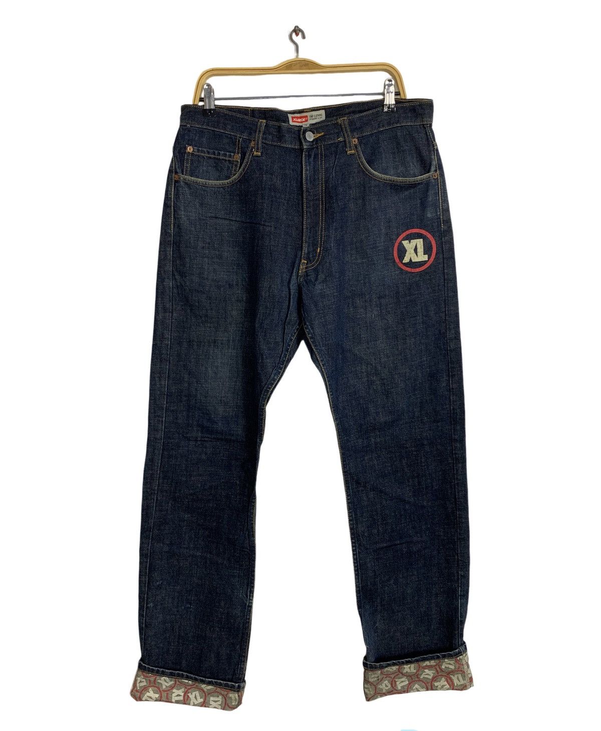 X-LARGE X Large XL Indigo Denim Straight Cut Check Monogram Printed Size US 34 / EU 50 - 1 Thumbnail