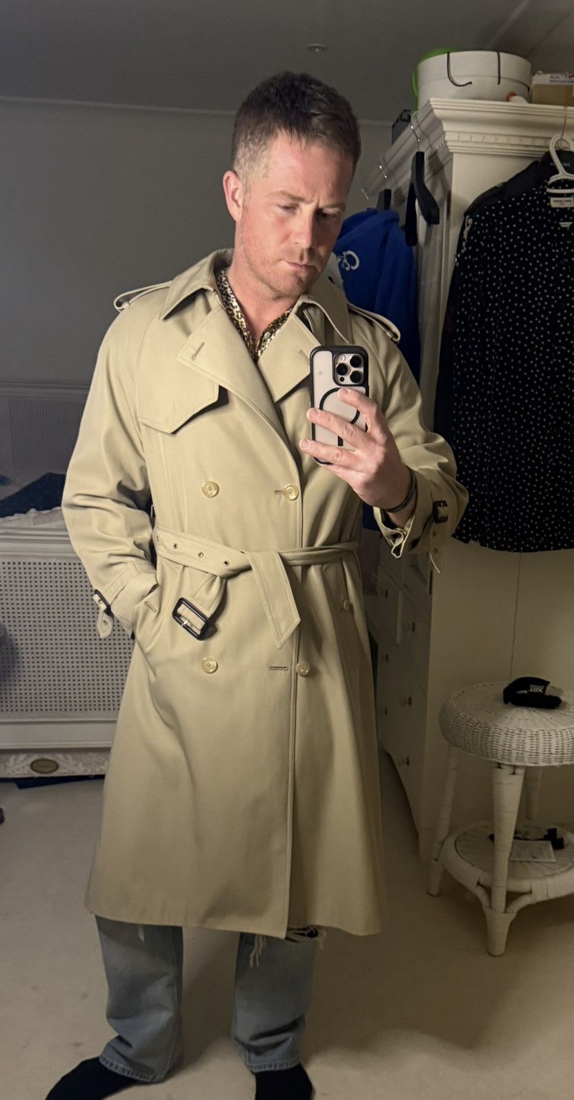 1 of 1 Celine Hedi Sample Trench Jacket silk lined M L Grail