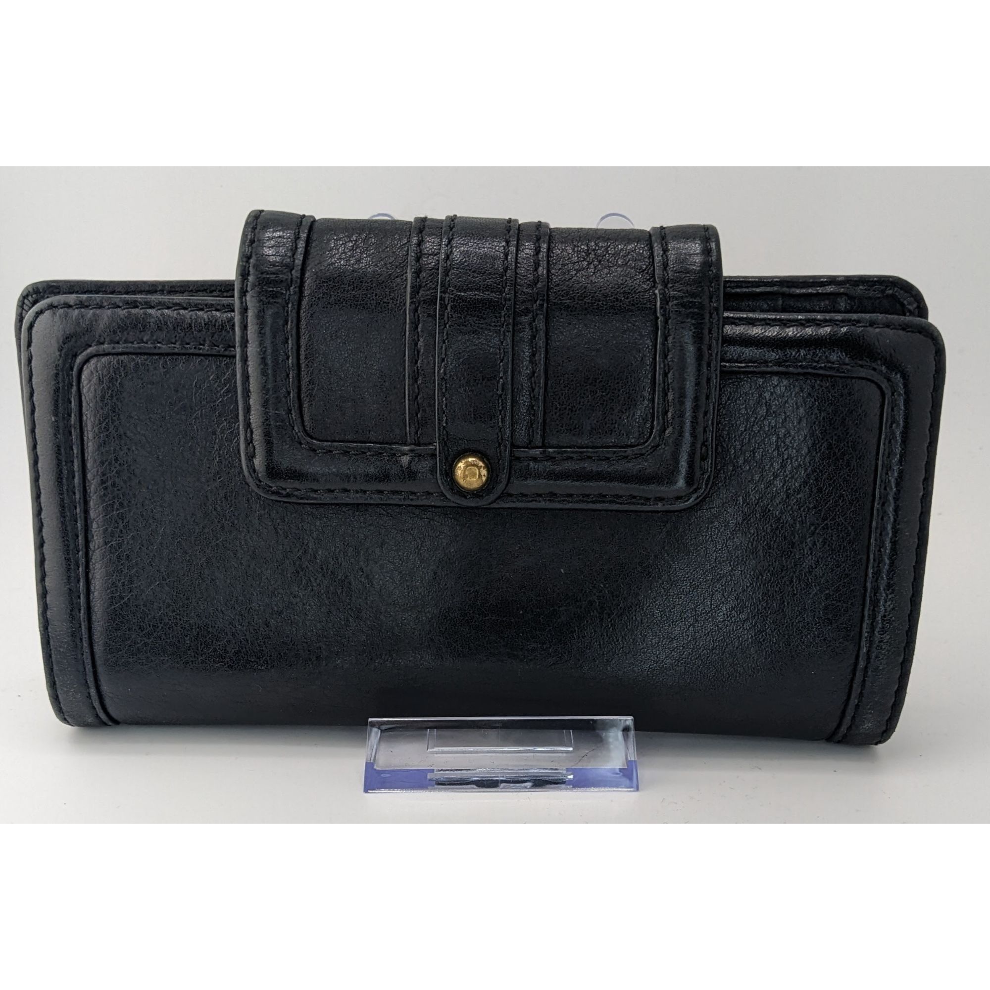 Banana Republic Vintage 90s Banana Republic Black Leather Wallet W/ Gold Har Size ONE SIZE - 6 Thumbnail