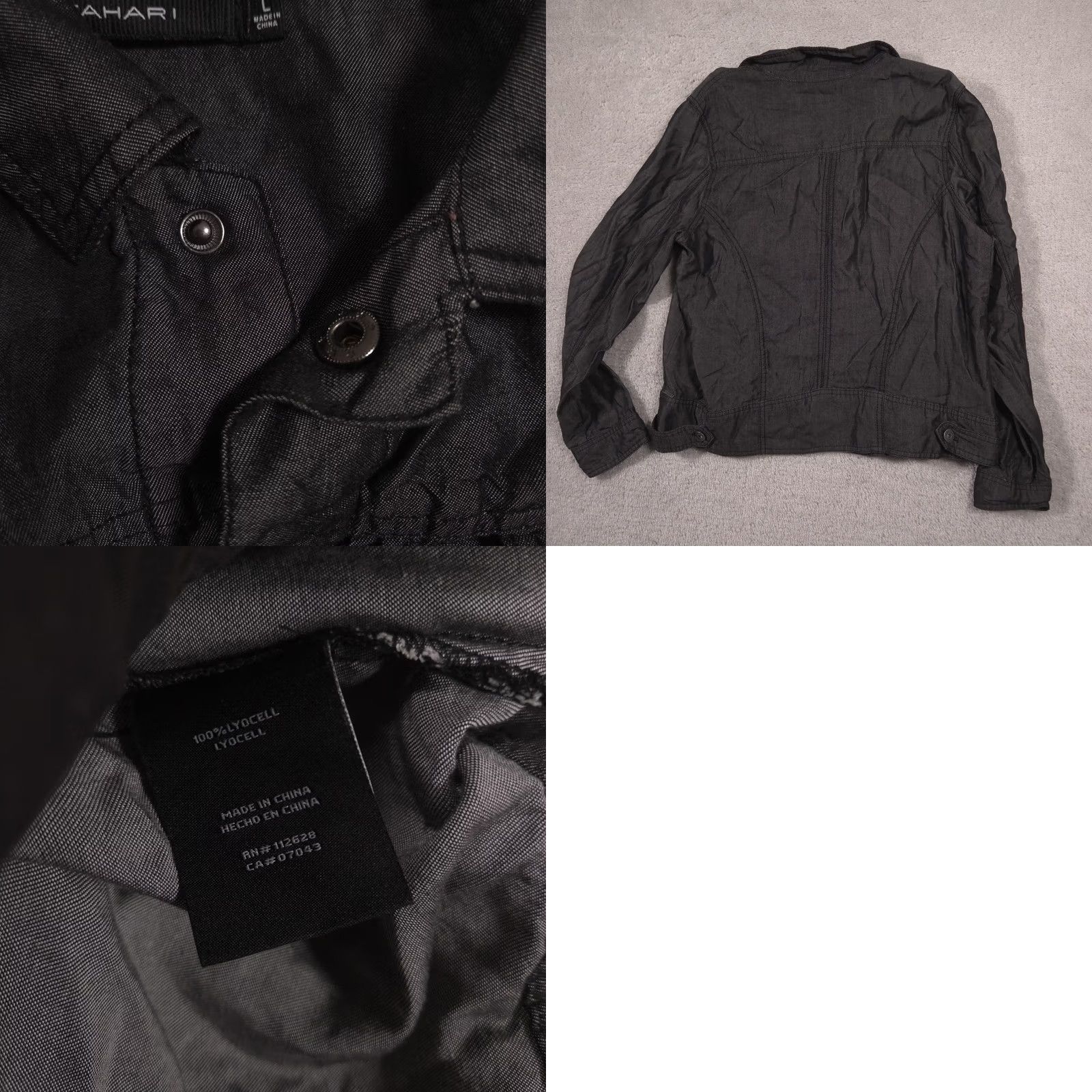 Vintage Tahari Jacket Womens Large Black Lyocell Twill Snap Front Casual Size L / US 10 / IT 46 - 9 Thumbnail