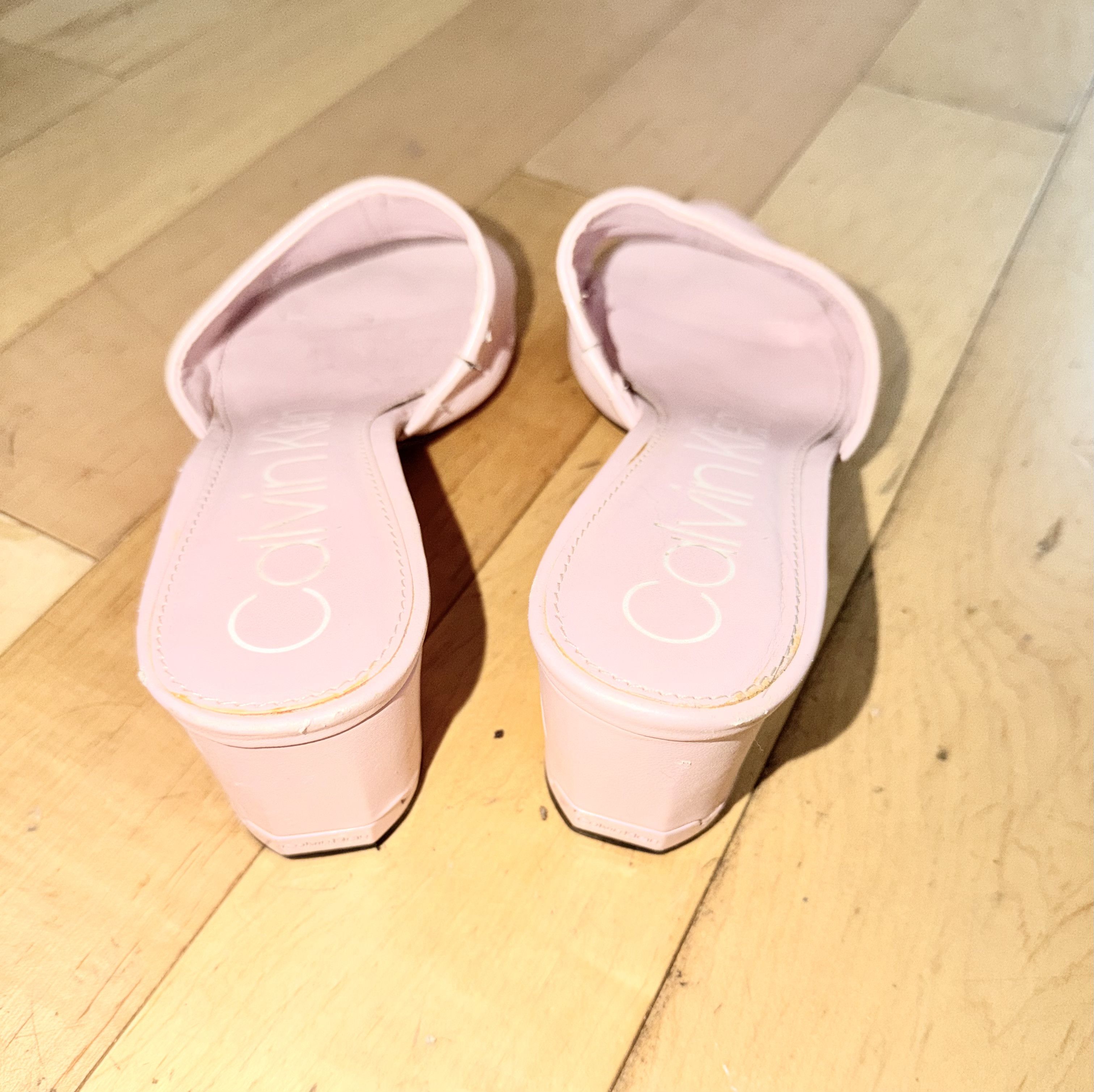 Calvin Klein Calvin Klein 'Noelly' Pink Leather Mule Sandal Heel Size US 8 / IT 38 - 3 Thumbnail