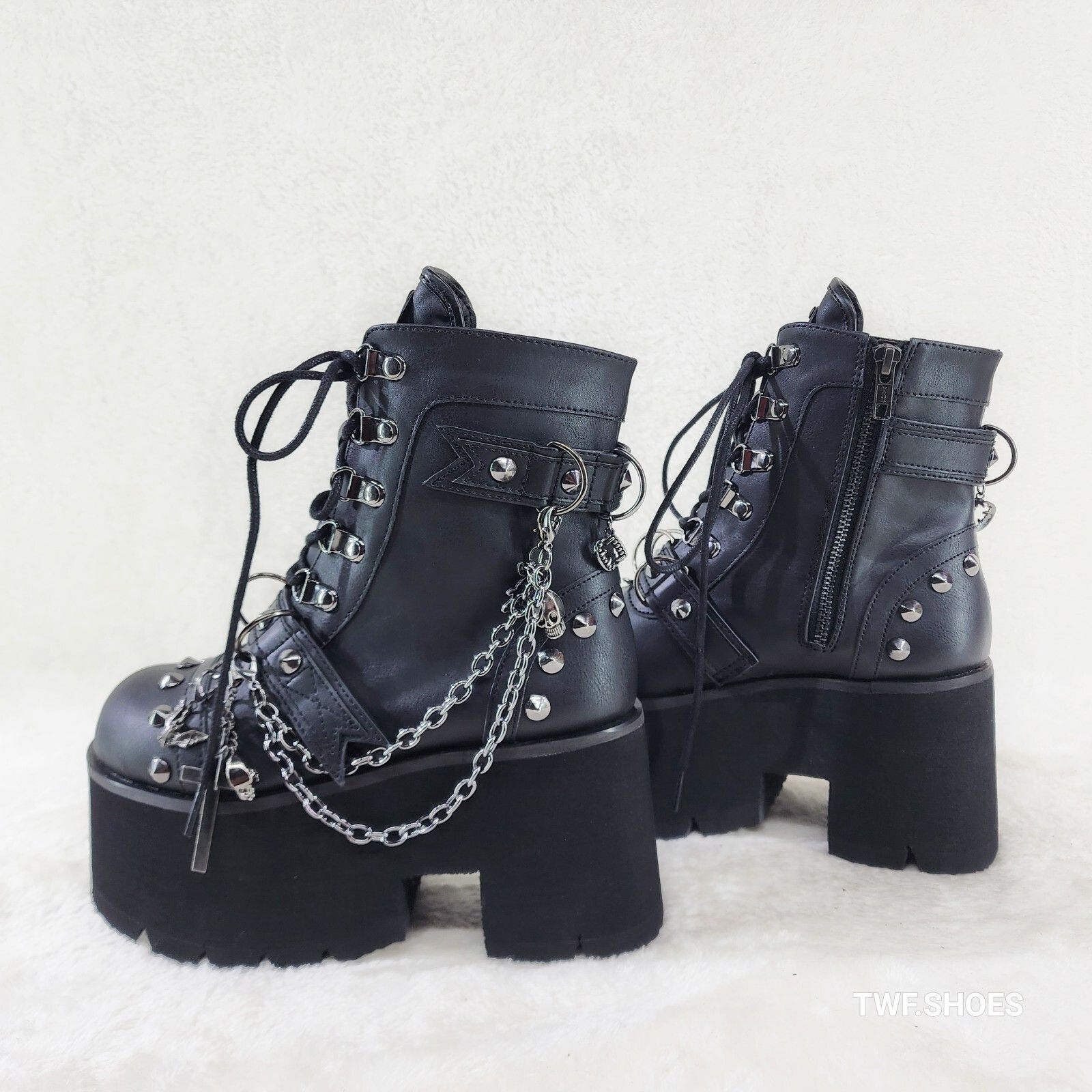 Other DEMONIA Ashes 3.5" Platform Goth Punk Boots Chain Charms 52 Size US 7 / IT 37 - 4 Thumbnail