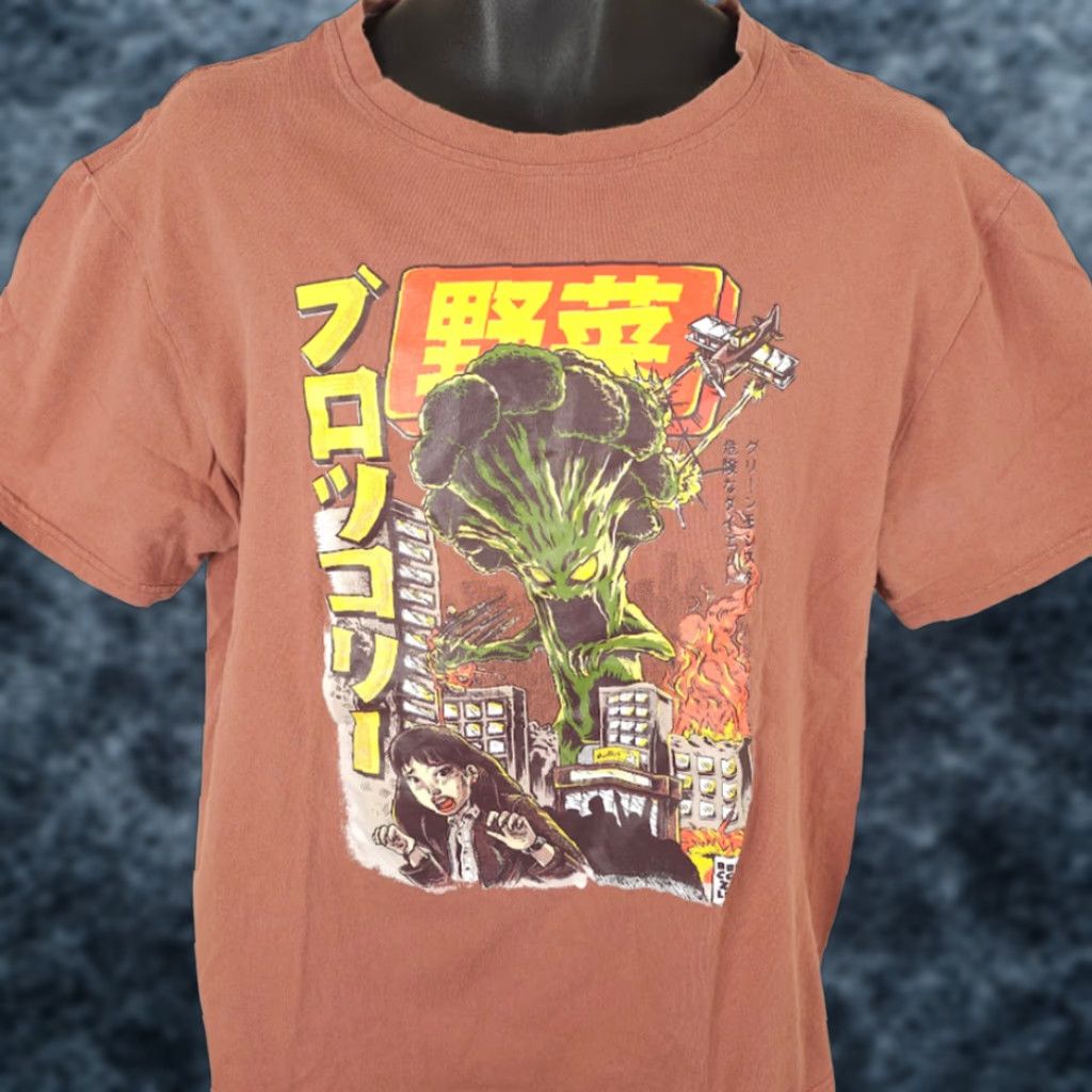 Vintage VINTAGE Broccozilla Shirt Mens Size Large Brown Japanese Kaiju Monster Size US L / EU 52-54 / 3 - 1 Thumbnail