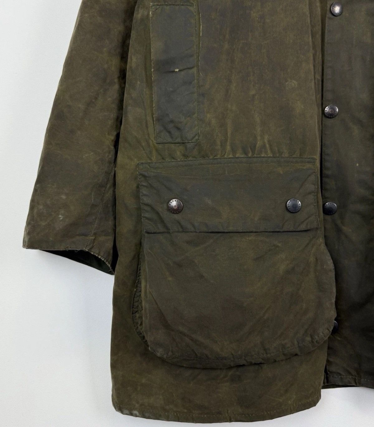 Barbour Barbour A200 Border Jacket Waxed Cotton Coat Green Full Zip Size US XL / EU 56 / 4 - 7 Thumbnail