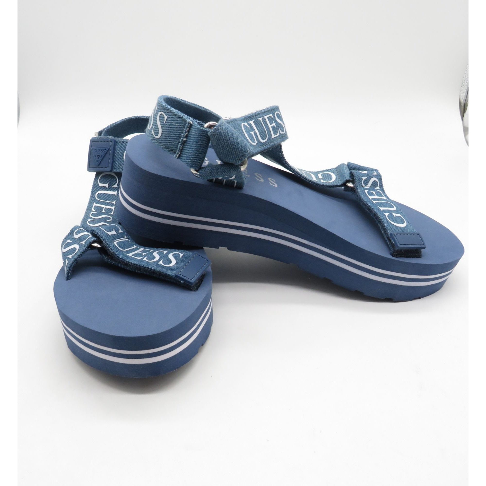 Guess Guess Womens Platform Sandals Medium Blue Fabric Size 9M Adj Size US 9 / IT 39 - 3 Thumbnail