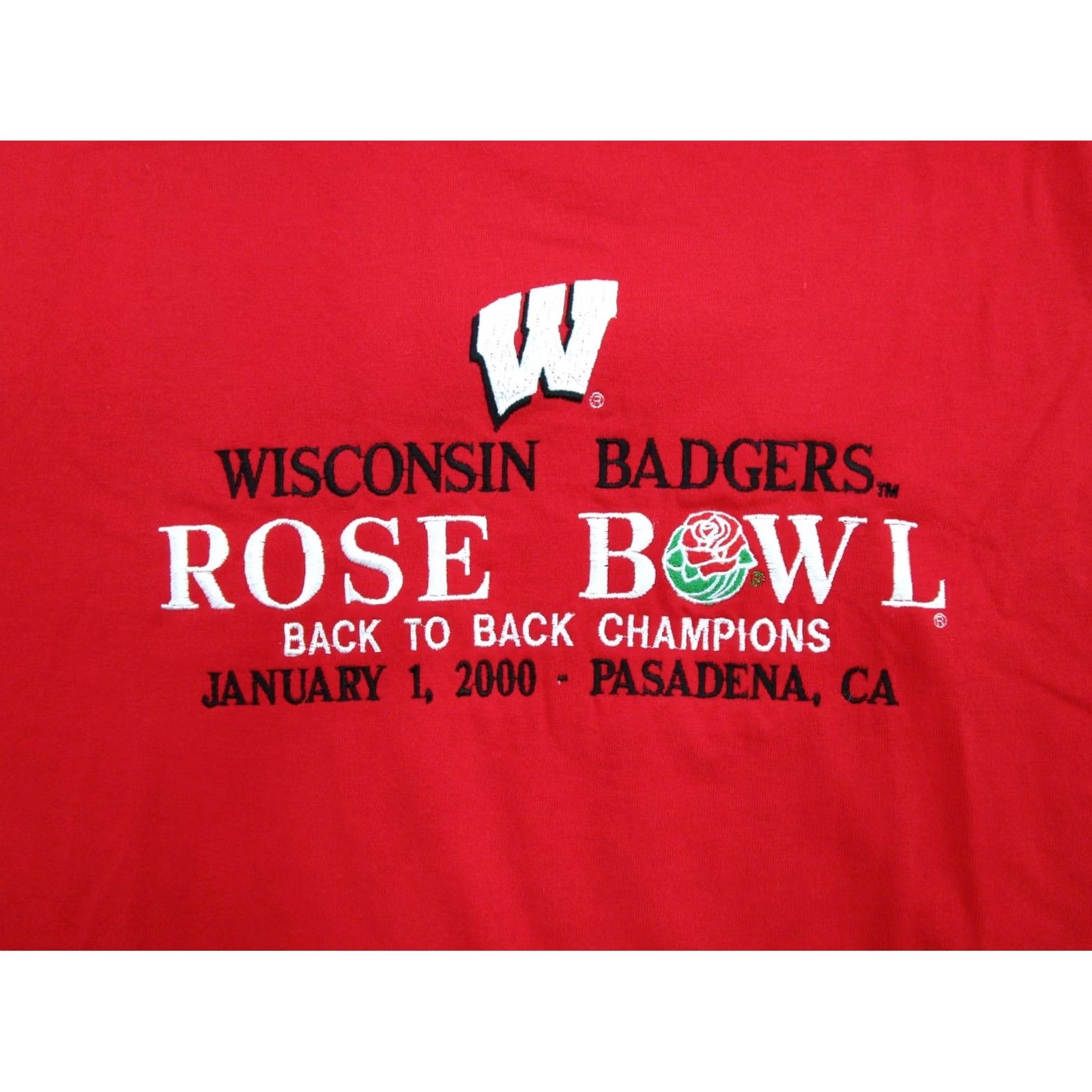 Vintage VTG Wisconsin Badgers Rose Bowl Shirt XL Red Santee Mens Short Sleeve T-Shirt Size US XL / EU 56 / 4 - 2 Thumbnail