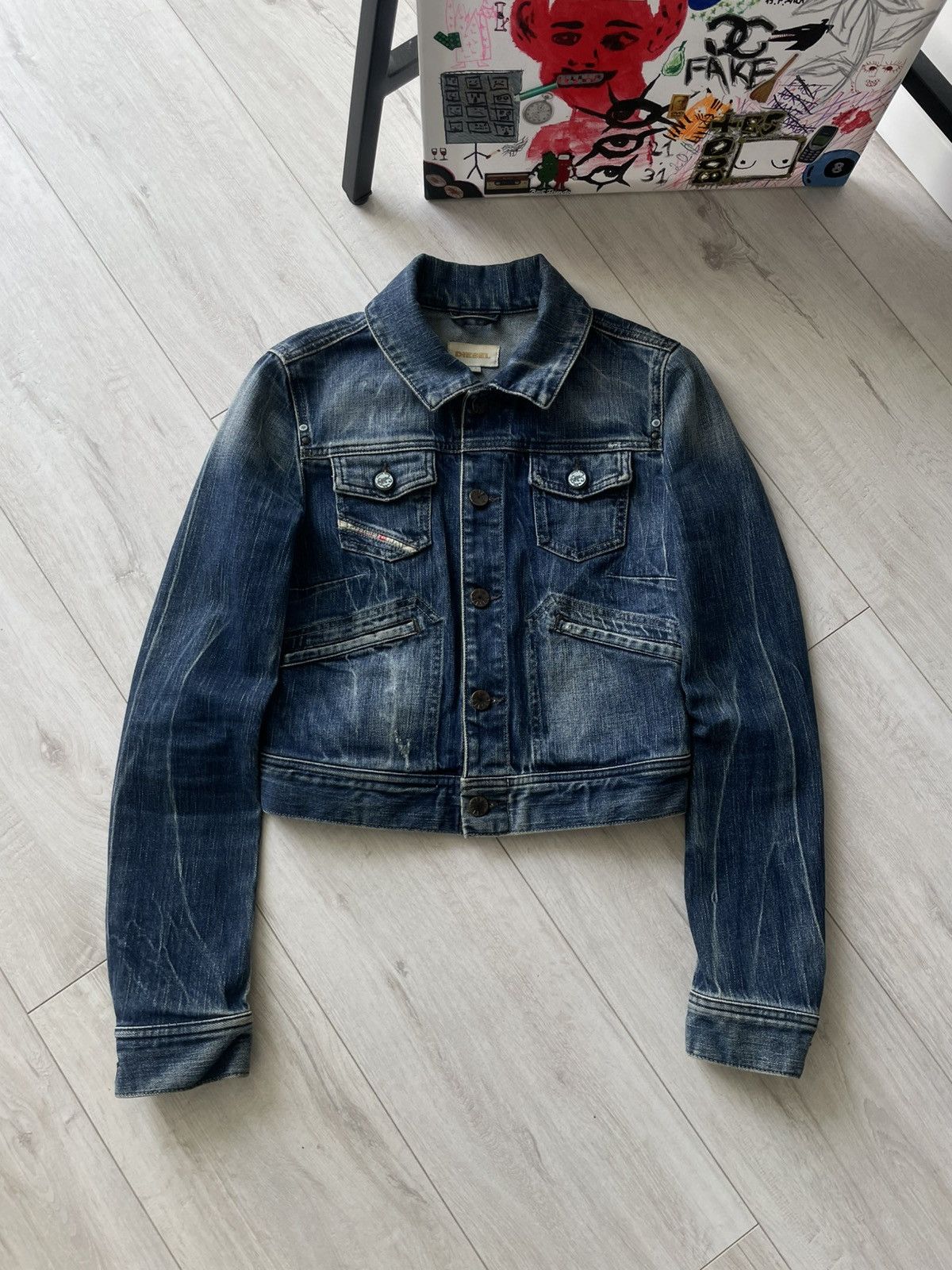 Diesel Vintage Diesel 00’s Denim Distressed Cropped Jacket Faded Size S / US 4 / IT 40 - 1 Thumbnail