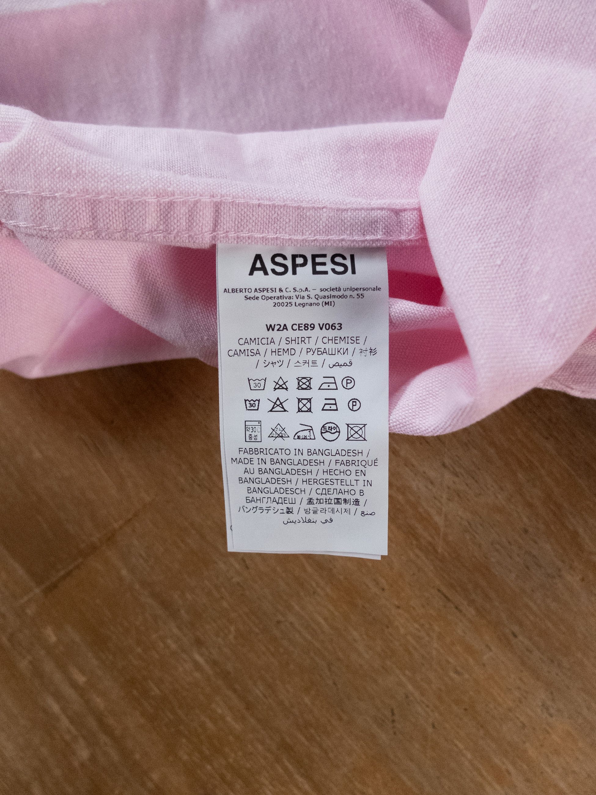 ASPESI solid pink regular fit Oxford shirt 42 / Large