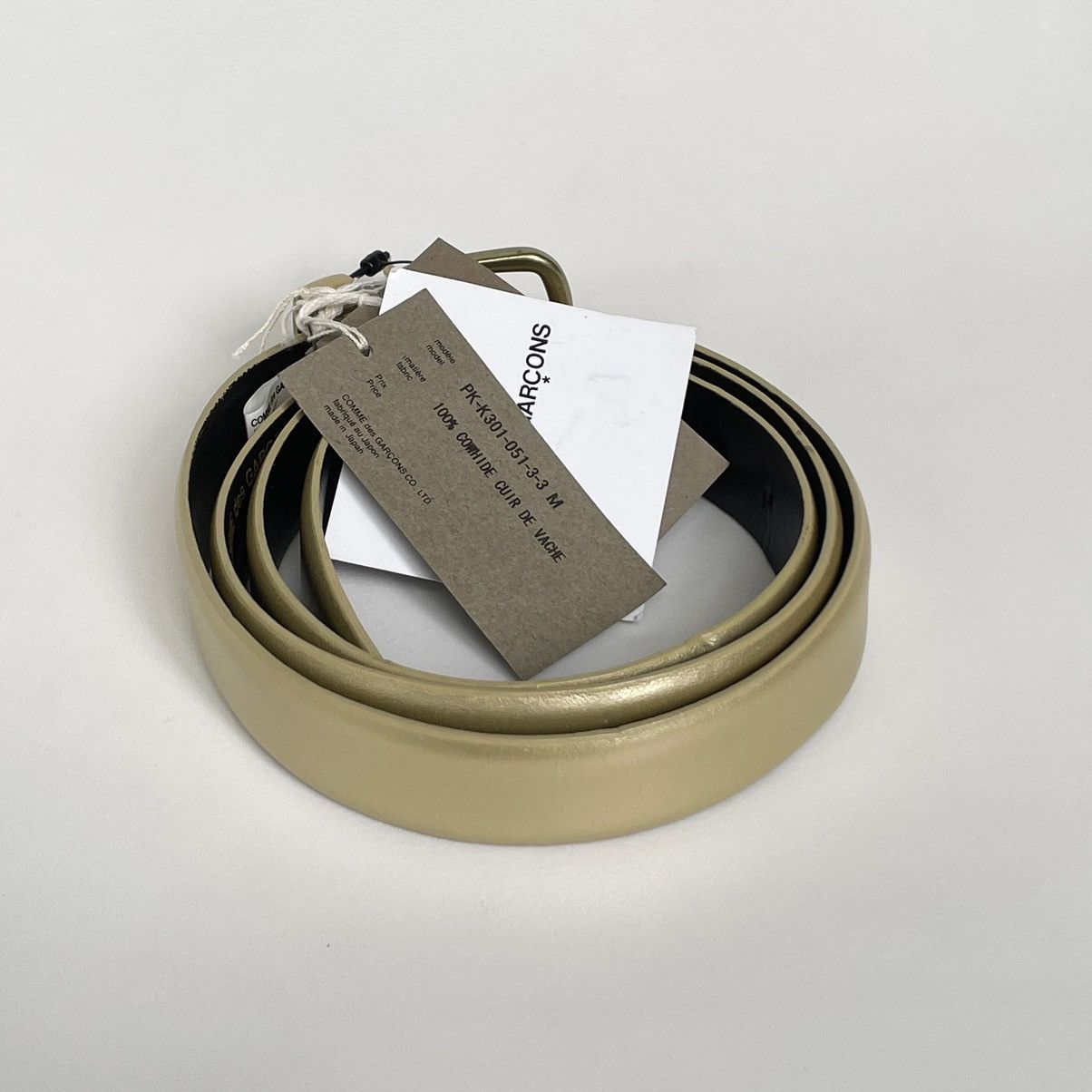 Comme des Garcons 2.5cm Gold Leather Belt Size 32 - 4 Thumbnail