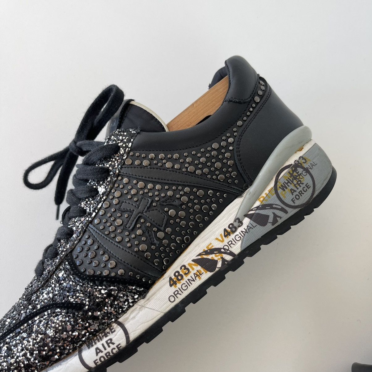 Premiata Premiata Glitter Leather Sneakers Black 2543 Women’s Italy Size US 8 / IT 38 - 6 Thumbnail