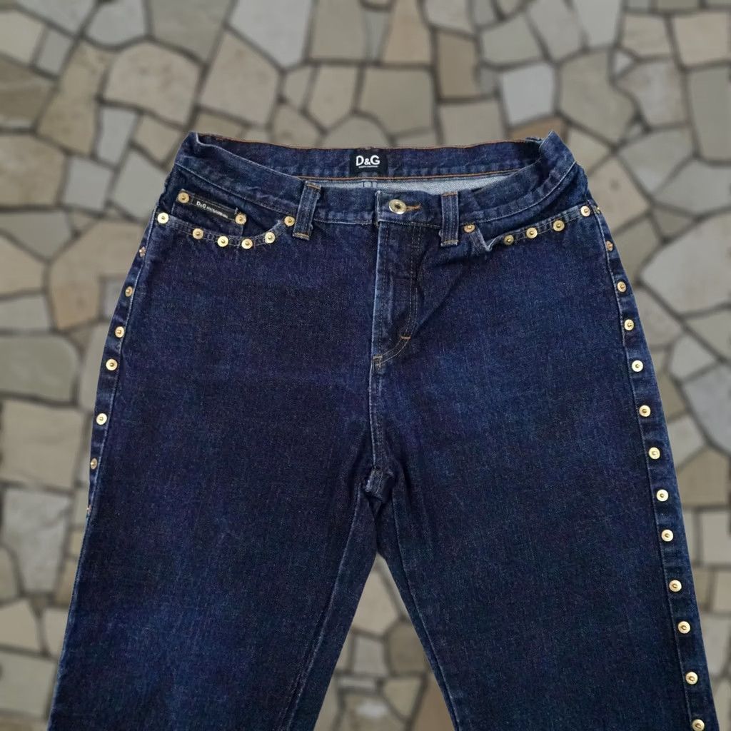 Dolce & Gabbana Dolce & Gabbana D&G Jeans Womens 30 Blue Denim Dark Wash Studded Embellished Size 30" / US 8 / IT 44 - 1 Thumbnail