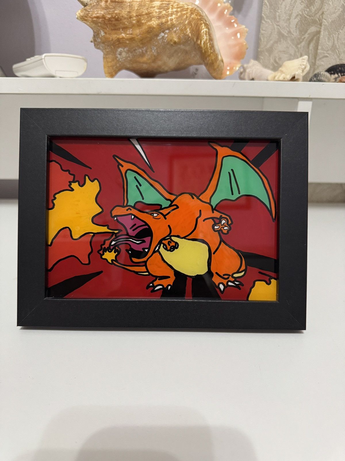 Pokemon Handmade Charizard Base set Glass art Size ONE SIZE - 1 Thumbnail