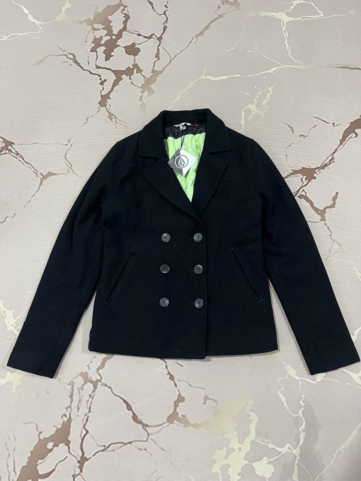 Volcom Volcom Wool Pea Coat Cropped Jacket Black Womens S Size S / US 4 / IT 40 - 1 Thumbnail