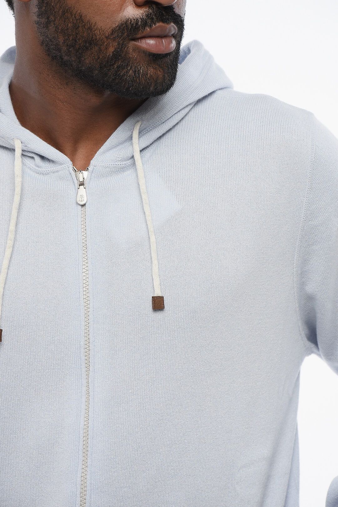Brunello Cucinelli og1mm0725 Pure Cashmere Hooded Sweater in Light Blue Size US XXL / EU 58 / 5 - 3 Thumbnail