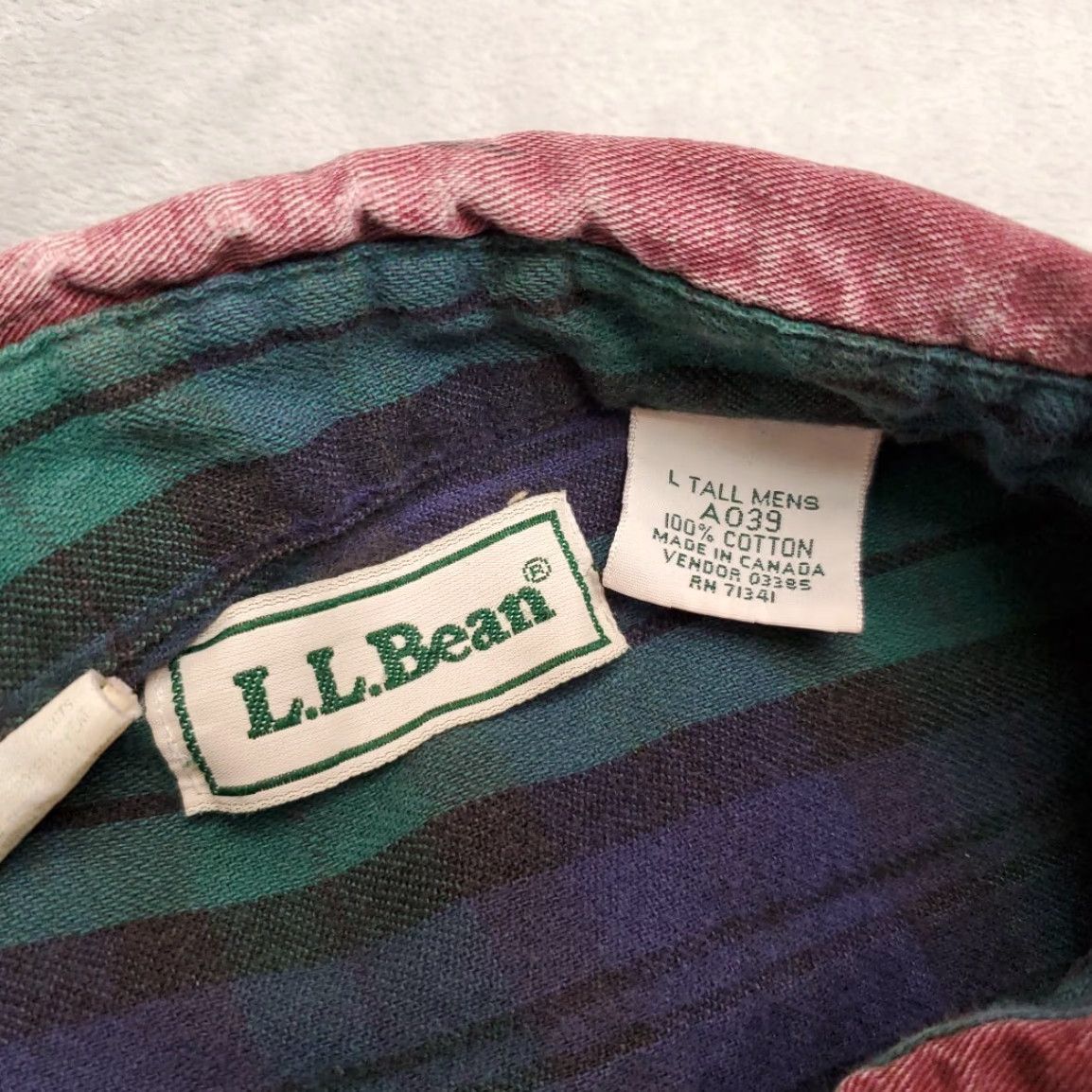 Vintage VINTAGE LL Bean Shirt Jacket Mens LT Canvas Faded Flannel Lined Shacket Canada Made Shirt Jacket Mens LT Red Solid Cotton All Seasons 90s? Size US L / EU 52-54 / 3 - 6 Thumbnail