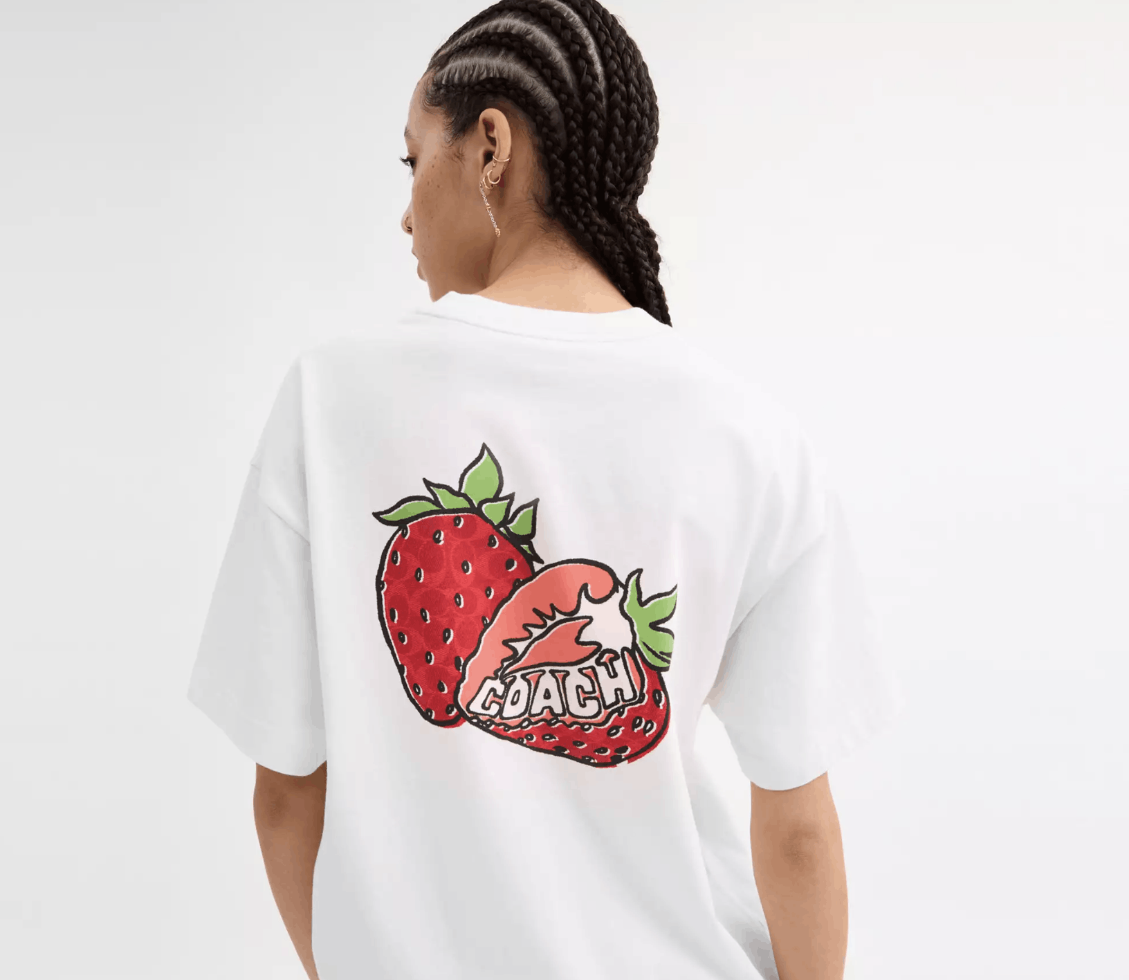 Coach Strawberry Relaxed T Shirt In Organic Cotton CAH64 Size M / US 6-8 / IT 42-44 - 7 Thumbnail