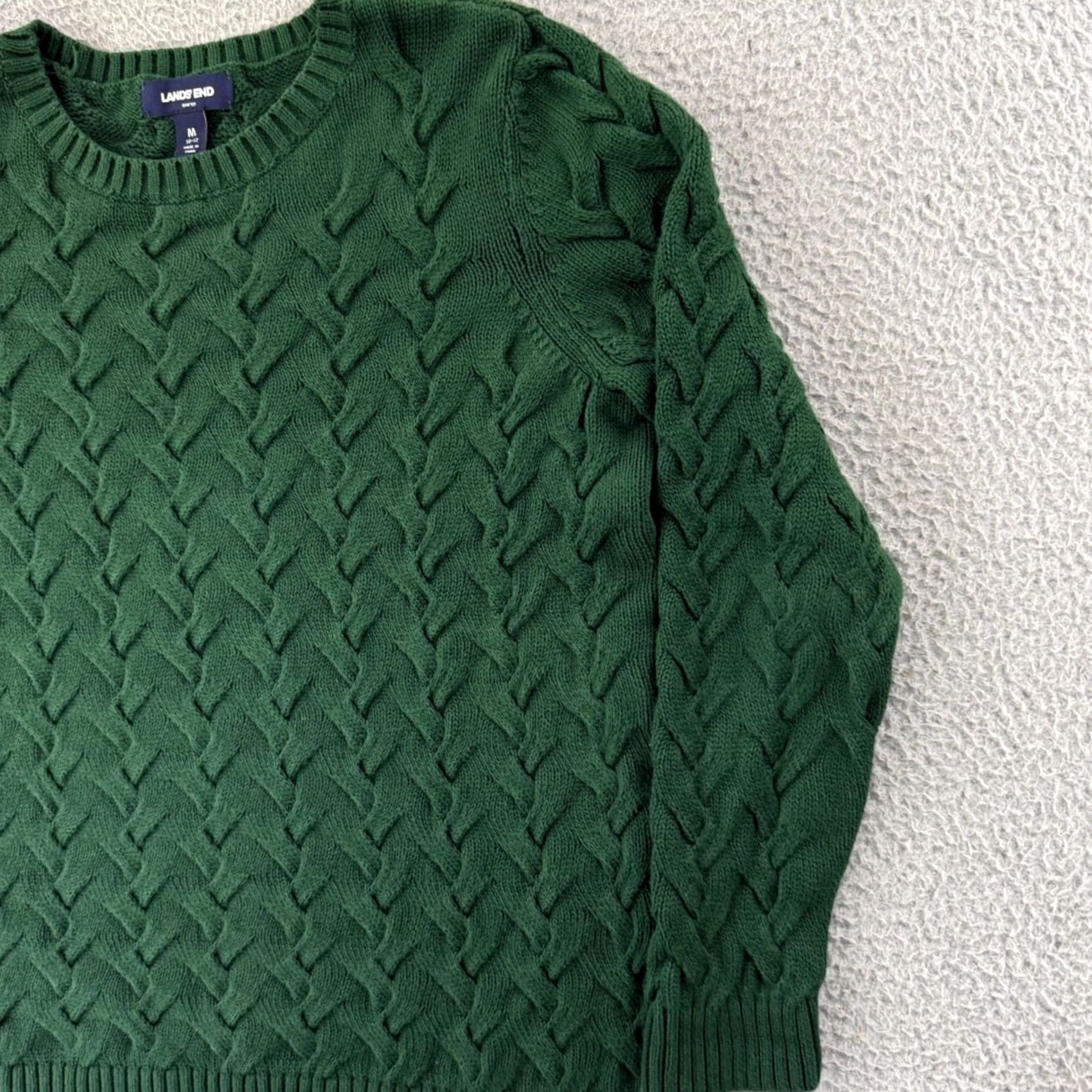 Lands' End Lands' End Drifter Sweater Woman's Medium Green Long Sleeve Cable Knit Preppy Pullover Blacklisted? (No) Size M / US 6-8 / IT 42-44 - 5 Thumbnail