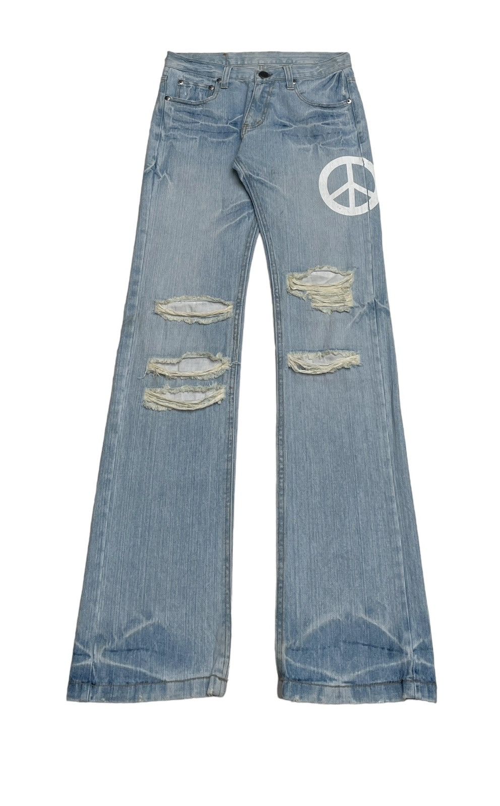 If Six Was Nine × Japanese Brand Rare Design Vintage Japanese Brand Peace Flared Jeans 2000s Size US 31 - 1 Thumbnail