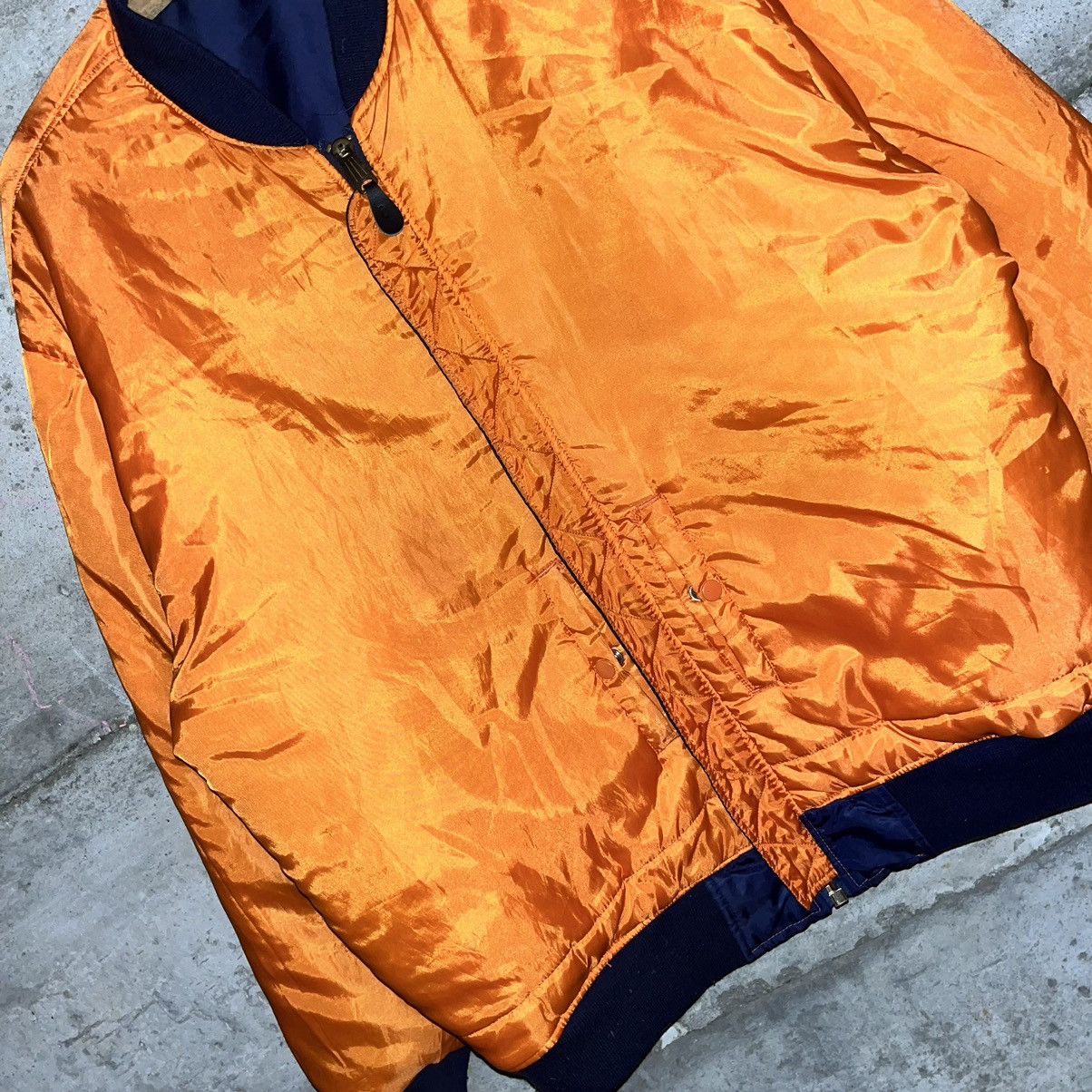 Alpha Industries 90s Korean Reversible Baggy Navy Bomber Winter Jacket Vtg Size US XL / EU 56 / 4 - 16 Thumbnail