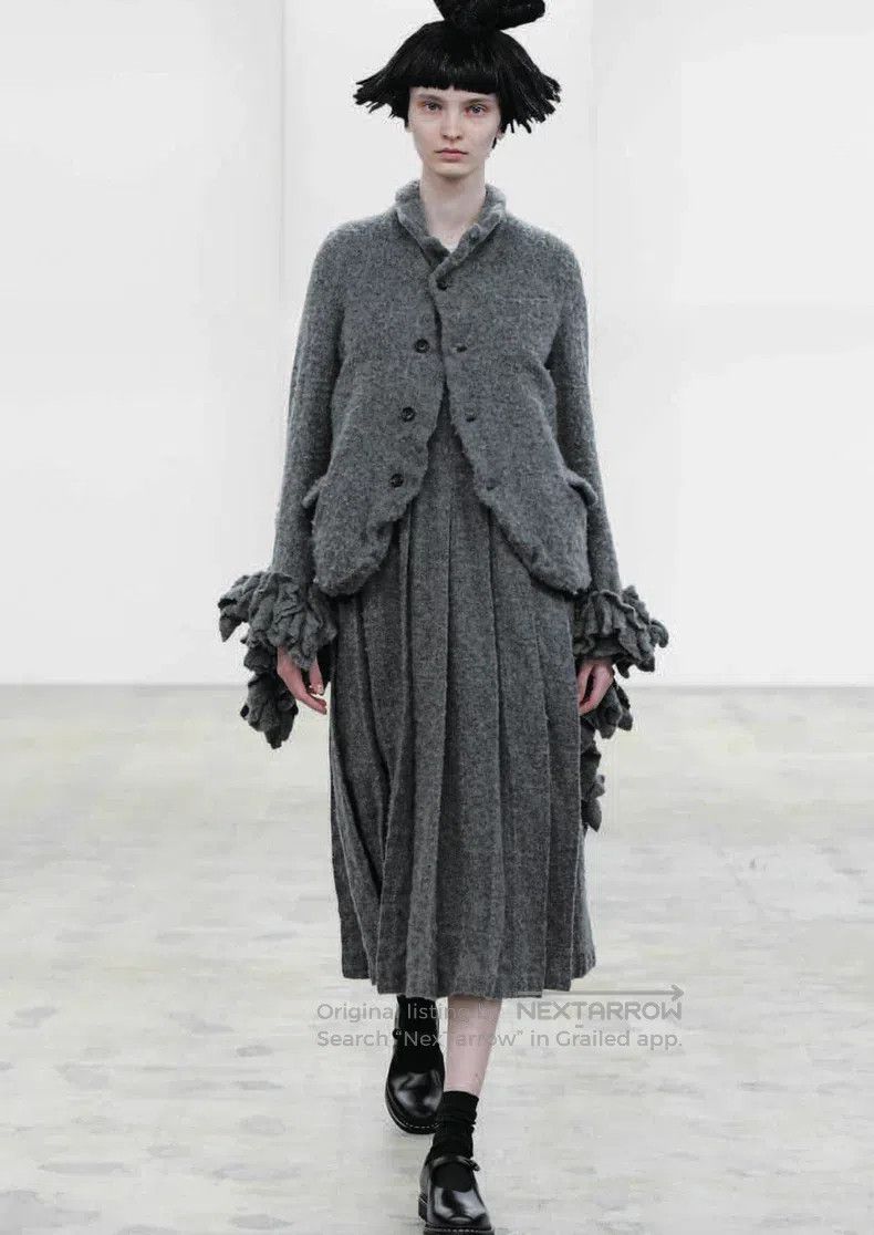 Comme Des Garcons Thick Woolen Overalls Pleated Skirt