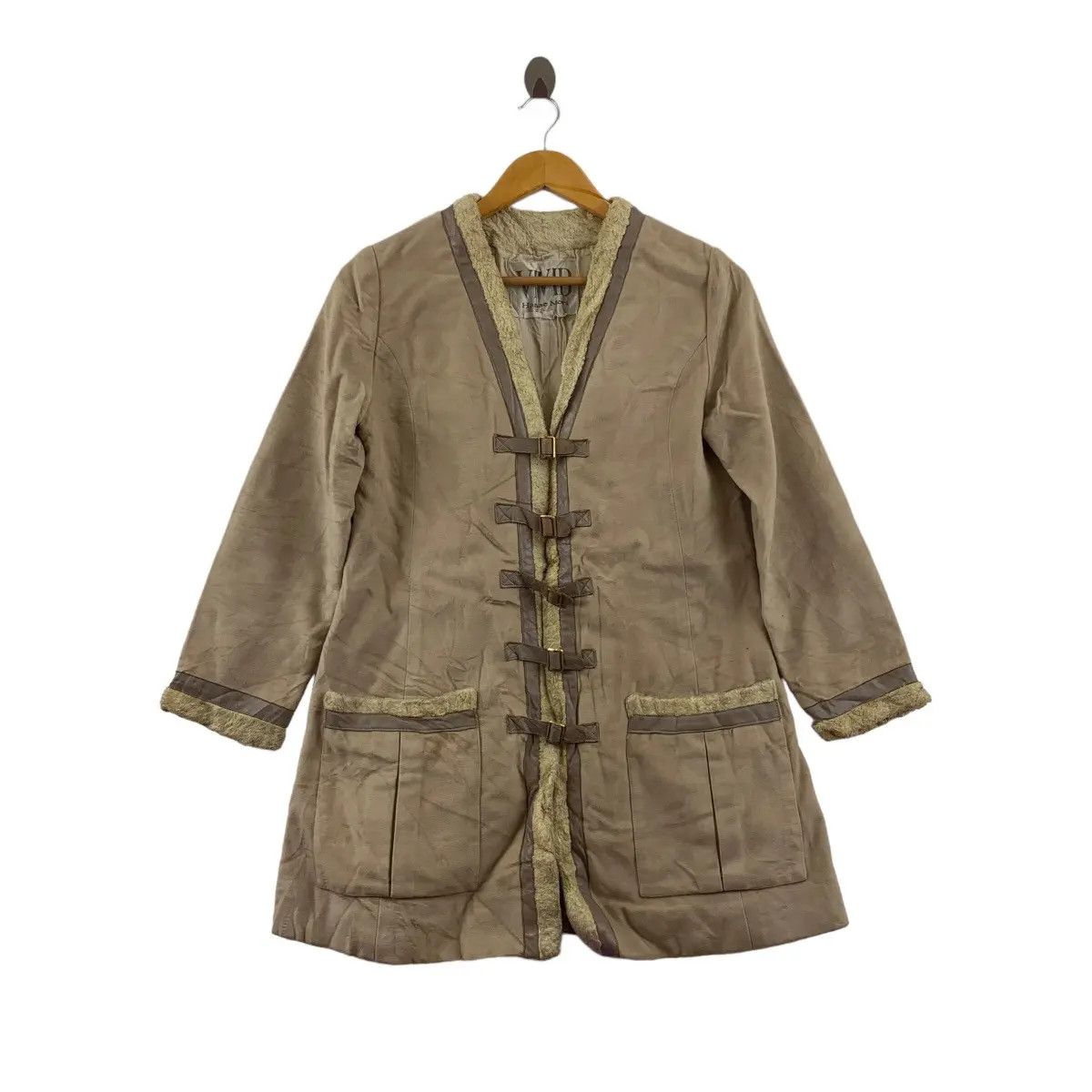 Vintage HANAE MORI VIVID Collection Faux Fur Trench Coat