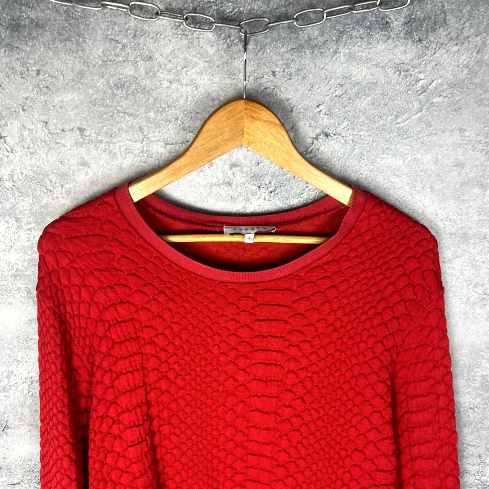 Sandro Sandro Paris Red Sweatshirt Womens Size 2 Pullover Vintage Style Rare Find User-Submitted Condition Used Size XS / US 0-2 / IT 36-38 - 2 Thumbnail