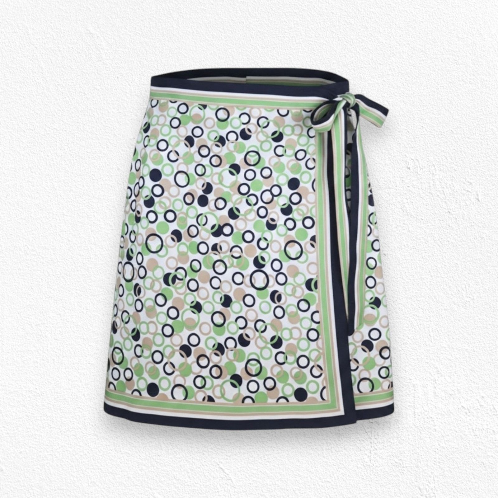 Vintage Vintage Green Navy Retro Mod Silk Wrap Skirt Size 12 Size 34" / US 12 / IT 48 - 1 Thumbnail