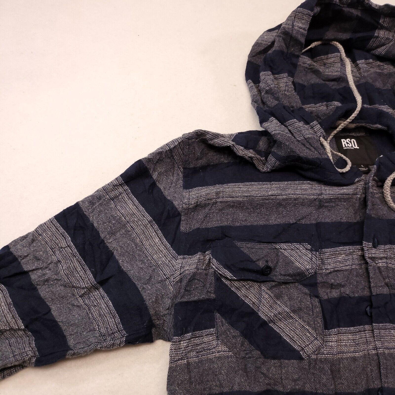 Rsq RSQ Casual Button Up Hoodie Mens Size Large L Blue Striped Size US L / EU 52-54 / 3 - 4 Thumbnail