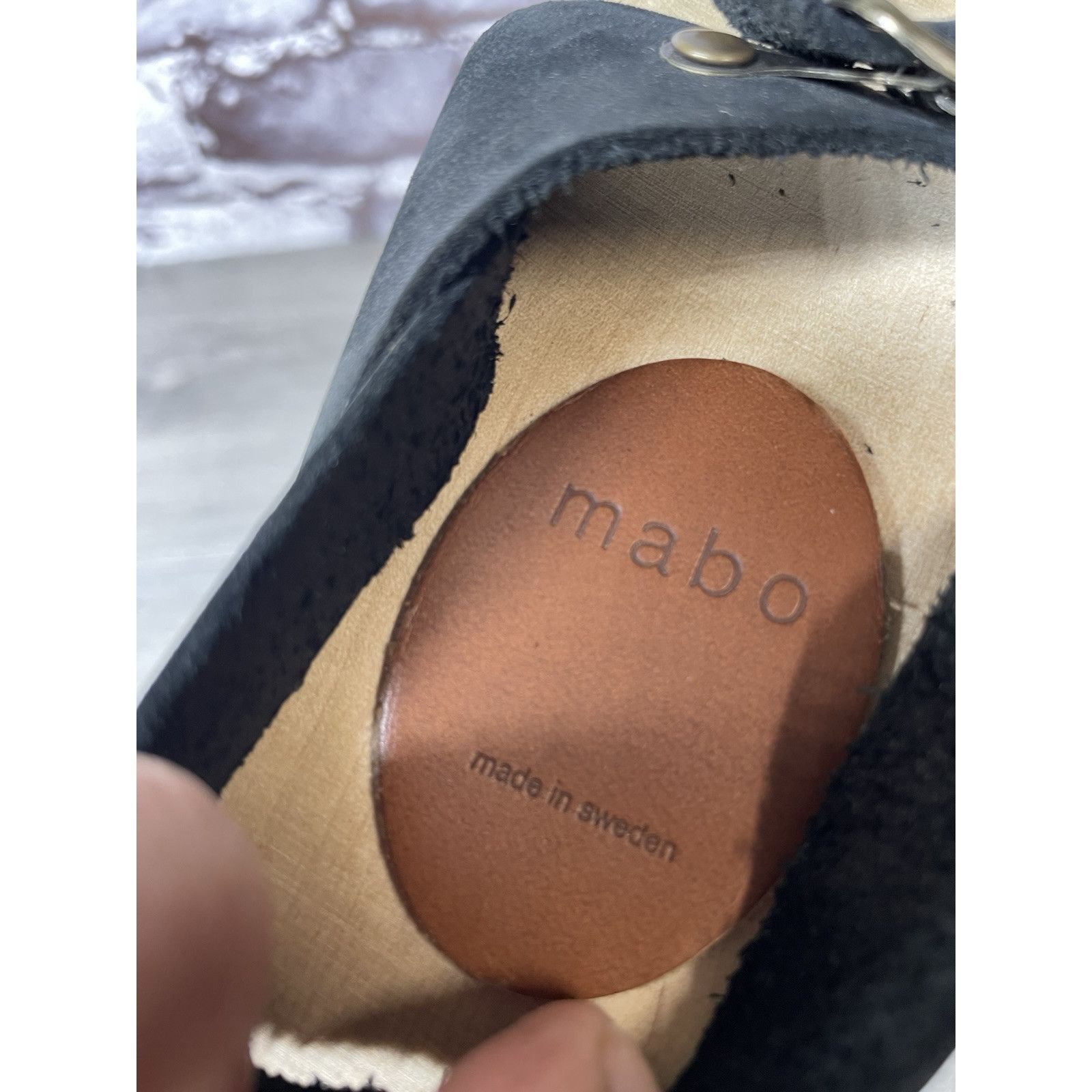 Other Mabo Black Leather Peep Toe Strap Sweden Clogs Heel Sandals Size US 4 / IT 34 - 13 Thumbnail