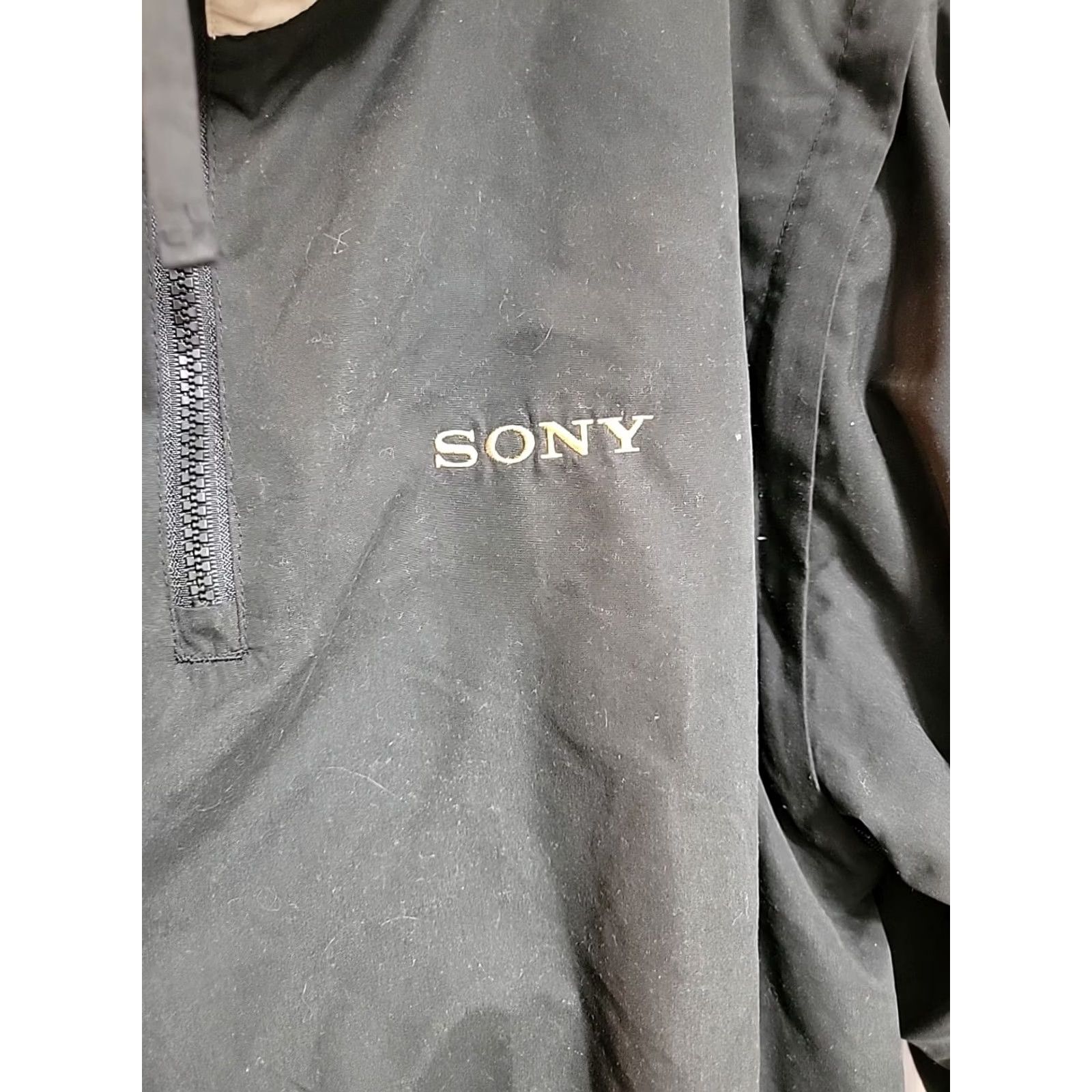 Sony VINTAGE Vantage Windbreaker Vest Quarter Zip Jacket Mens M Black 90s Graphic Print All Seasons Zip Size US M / EU 48-50 / 2 - 2 Thumbnail