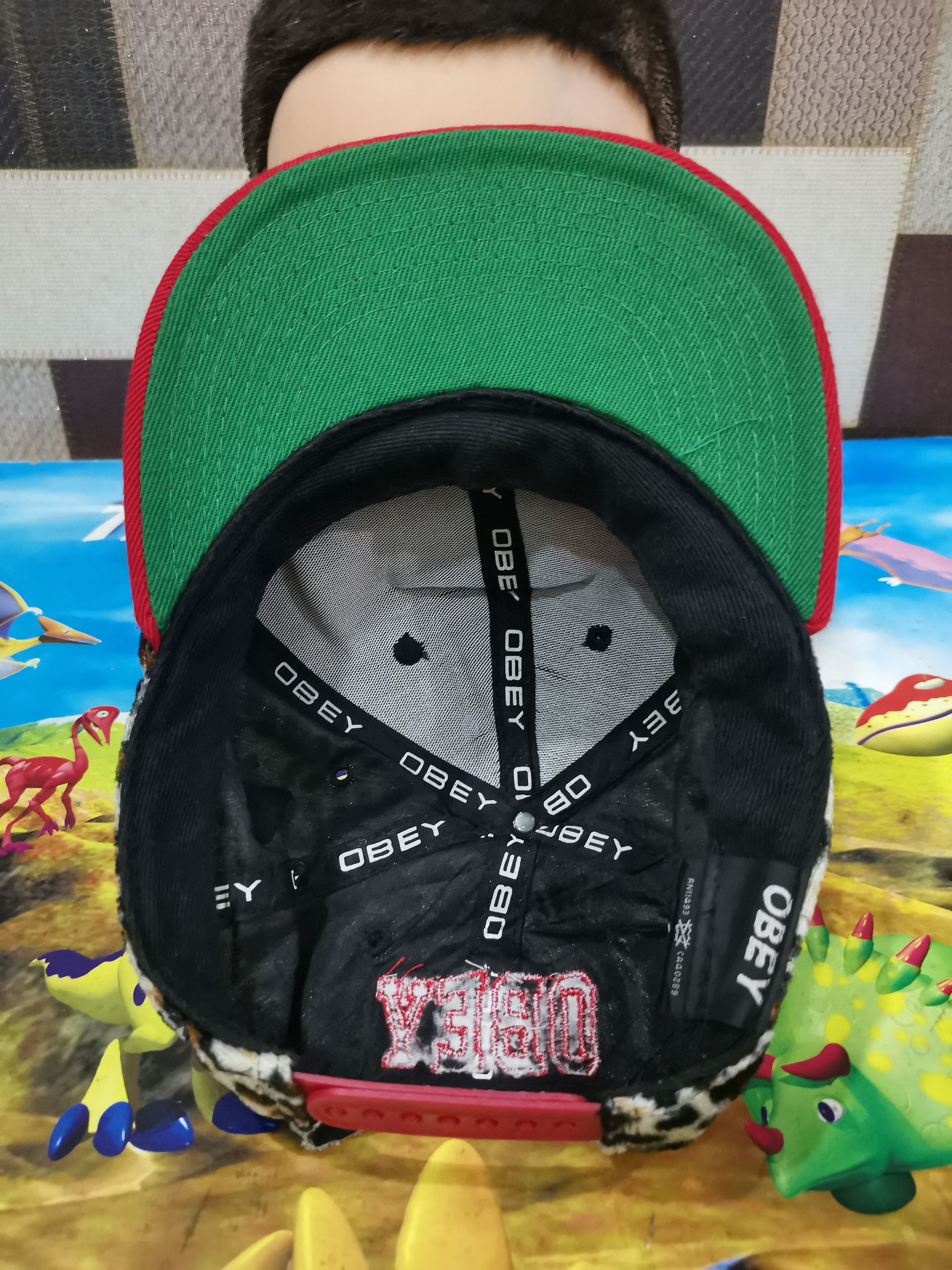 Obey × Vintage Vintage Obey Hats - Leopard Design Embroidery Size ONE SIZE - 6 Thumbnail