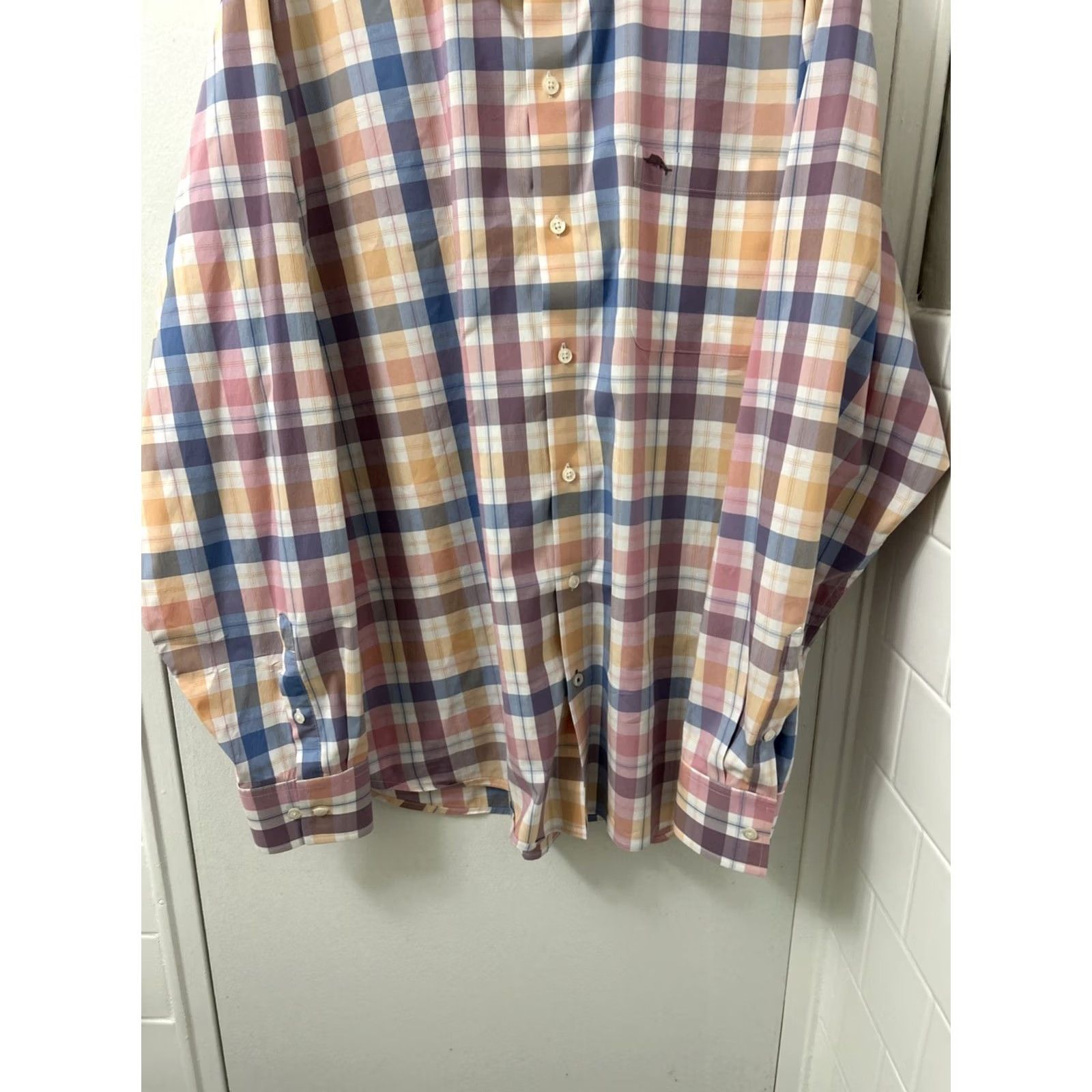 Tommy Bahama Tommy Bahama Sarasota Stretch Shirt Mens XL Pink Plaid Button-Up L/S Colorful, Preppy, Classic, Hawaiian, Dressy, Casual, Workwear Size US XL / EU 56 / 4 - 3 Thumbnail