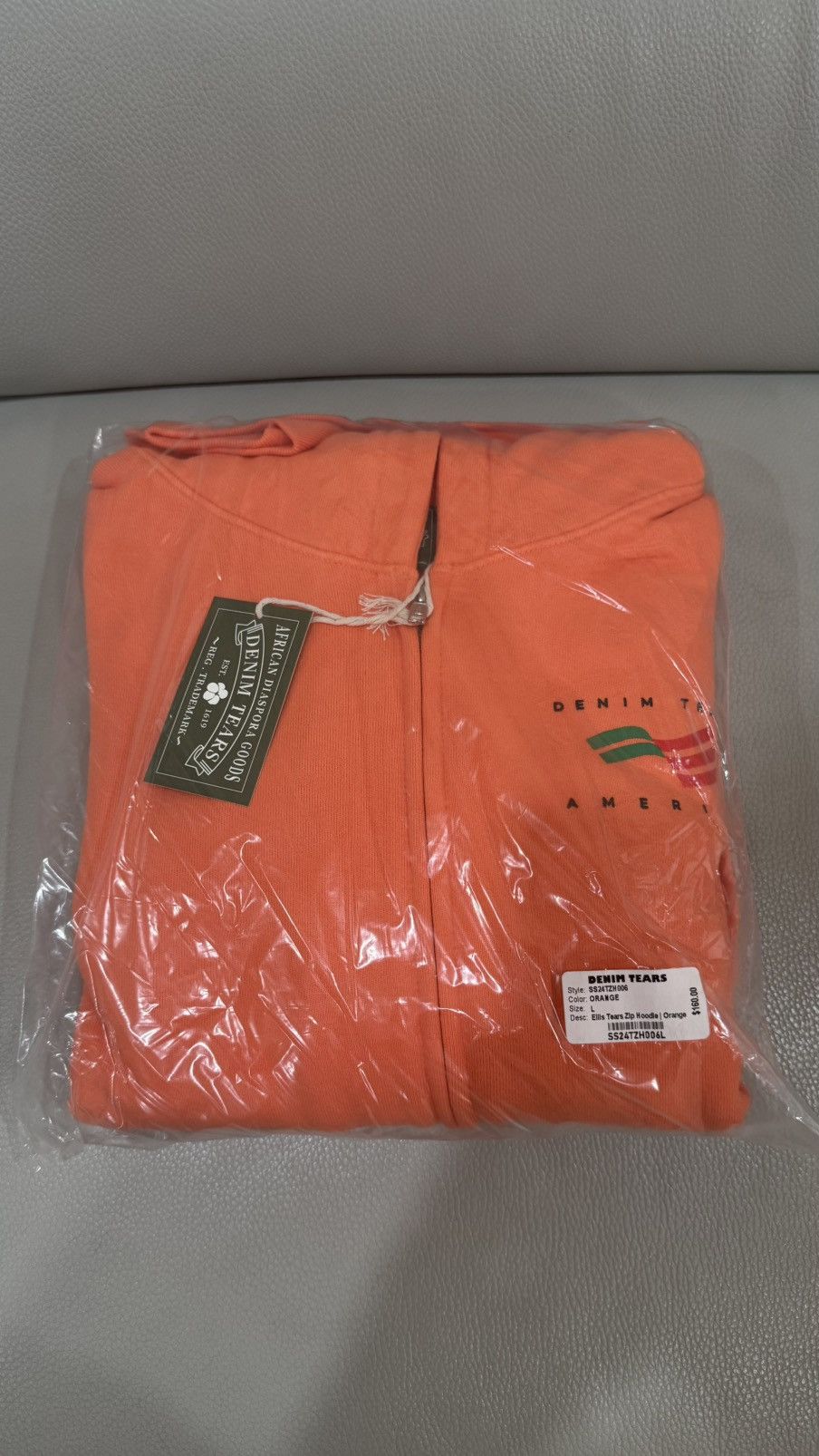 Pre-owned Denim Tears America Sportswear Zip Hoodie Orange