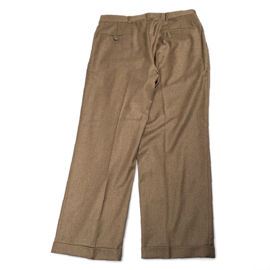 Hart Schaffner Marx VINTAGE Hart Schaffner Marx Dress Pants Mens 35x29 Brown Wool USA 80s Straight Pleated Cuffed Front Zip Button Hook & Eye Pockets - Men - Regular Size US 35 - 2 Thumbnail