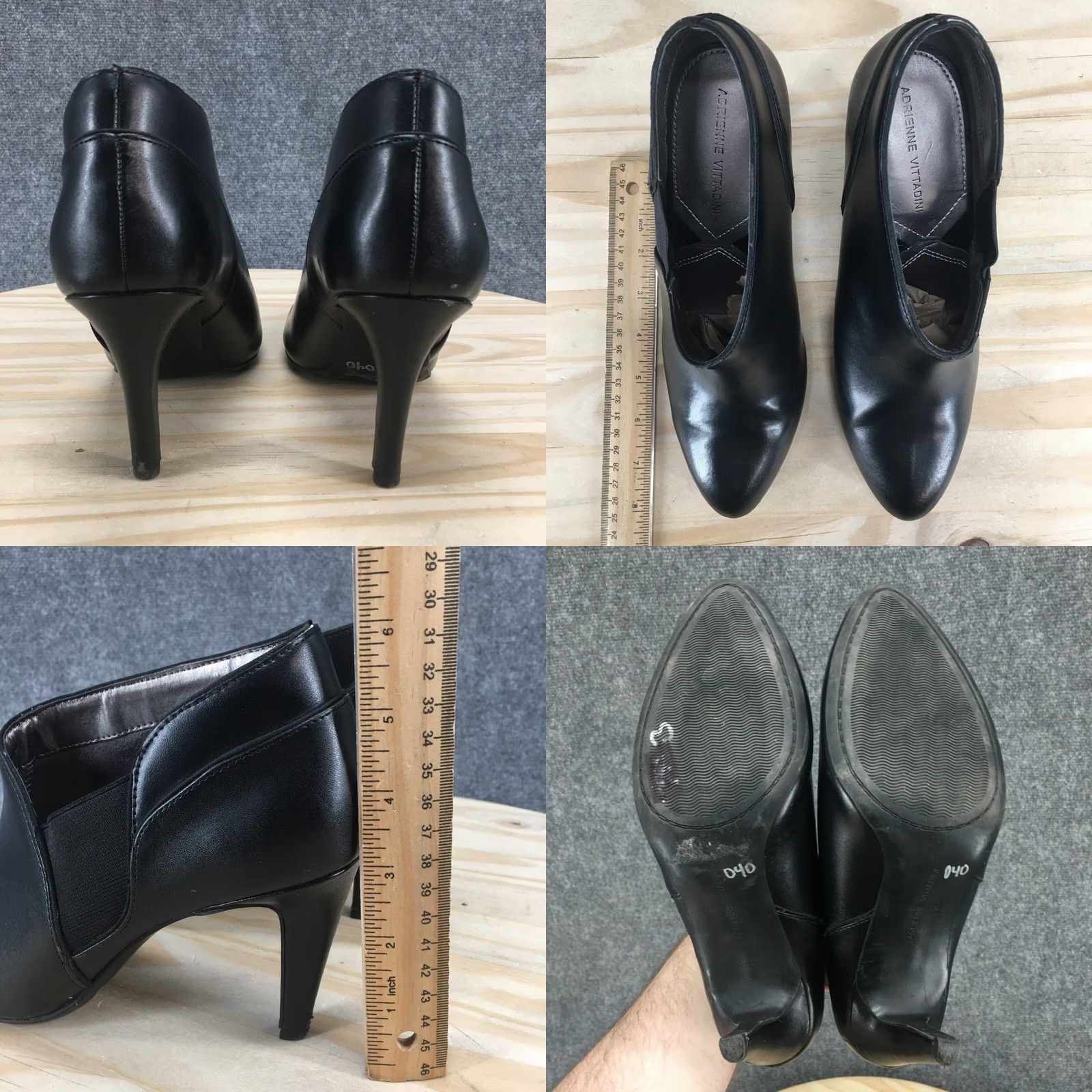 Vintage Adrienne Vittadini Boots Womens 9 Tikki Ankle Booties Black Leather High Heels Bootie Shoes Size US 9 / IT 39 - 8 Thumbnail