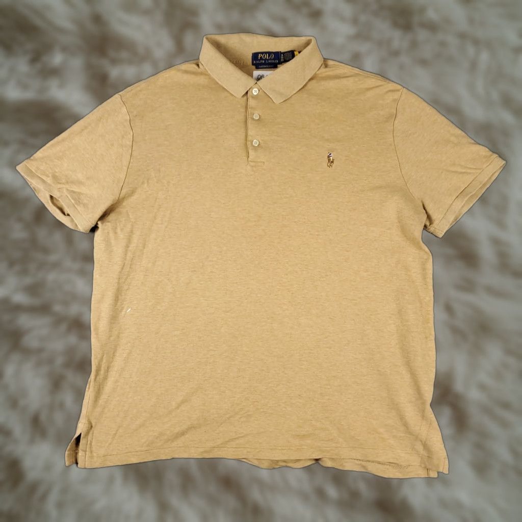 Ralph Lauren Ralph Lauren Polo Shirt Mens XL Beige Regular Fit Short Sleeve Polo Shirt with Logo Classic Casual Shirt Mens XL Beige Size US XL / EU 56 / 4 - 1 Thumbnail