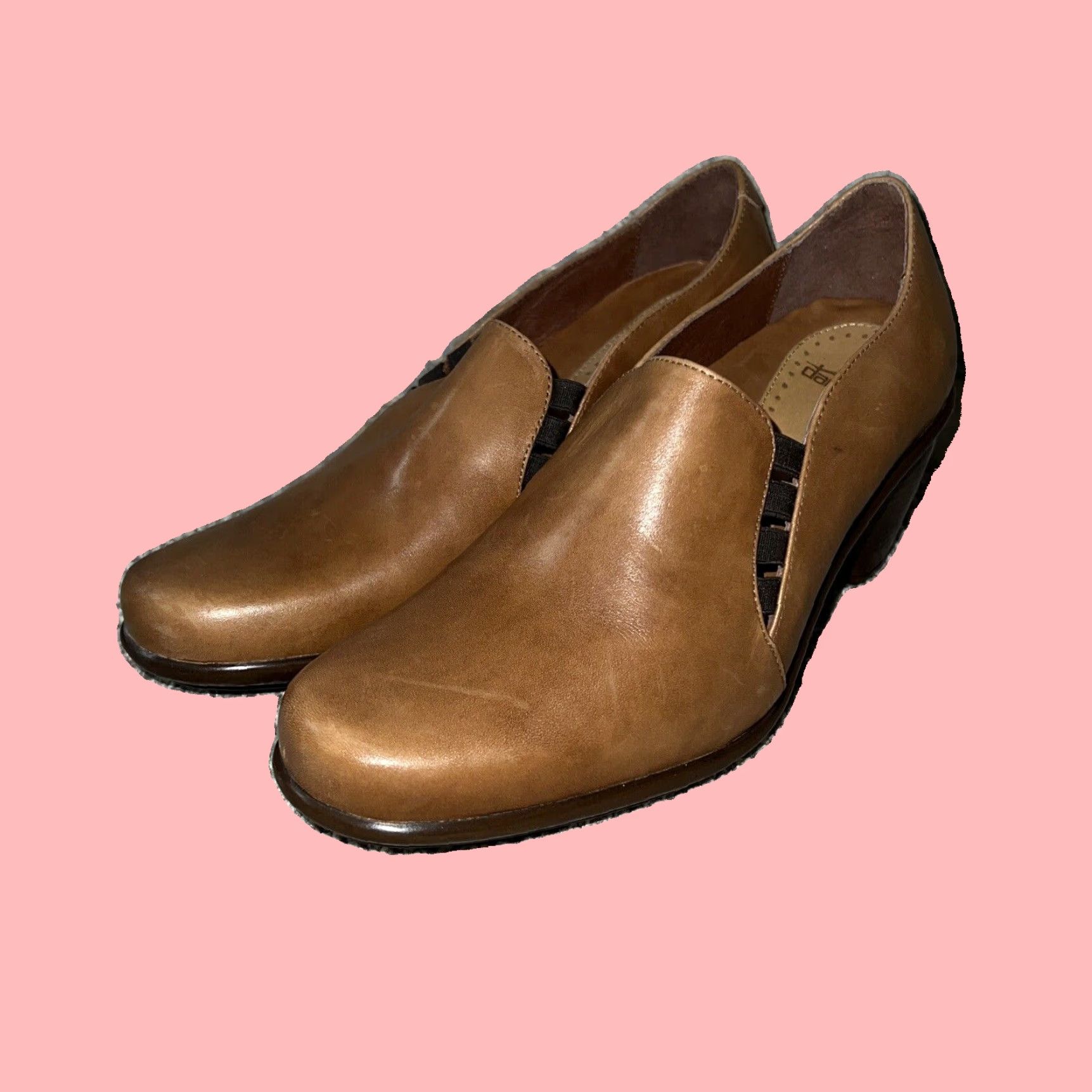 Dansko Womens Brown Leather Slip On Heel Shoes Size 39 Extra Large
