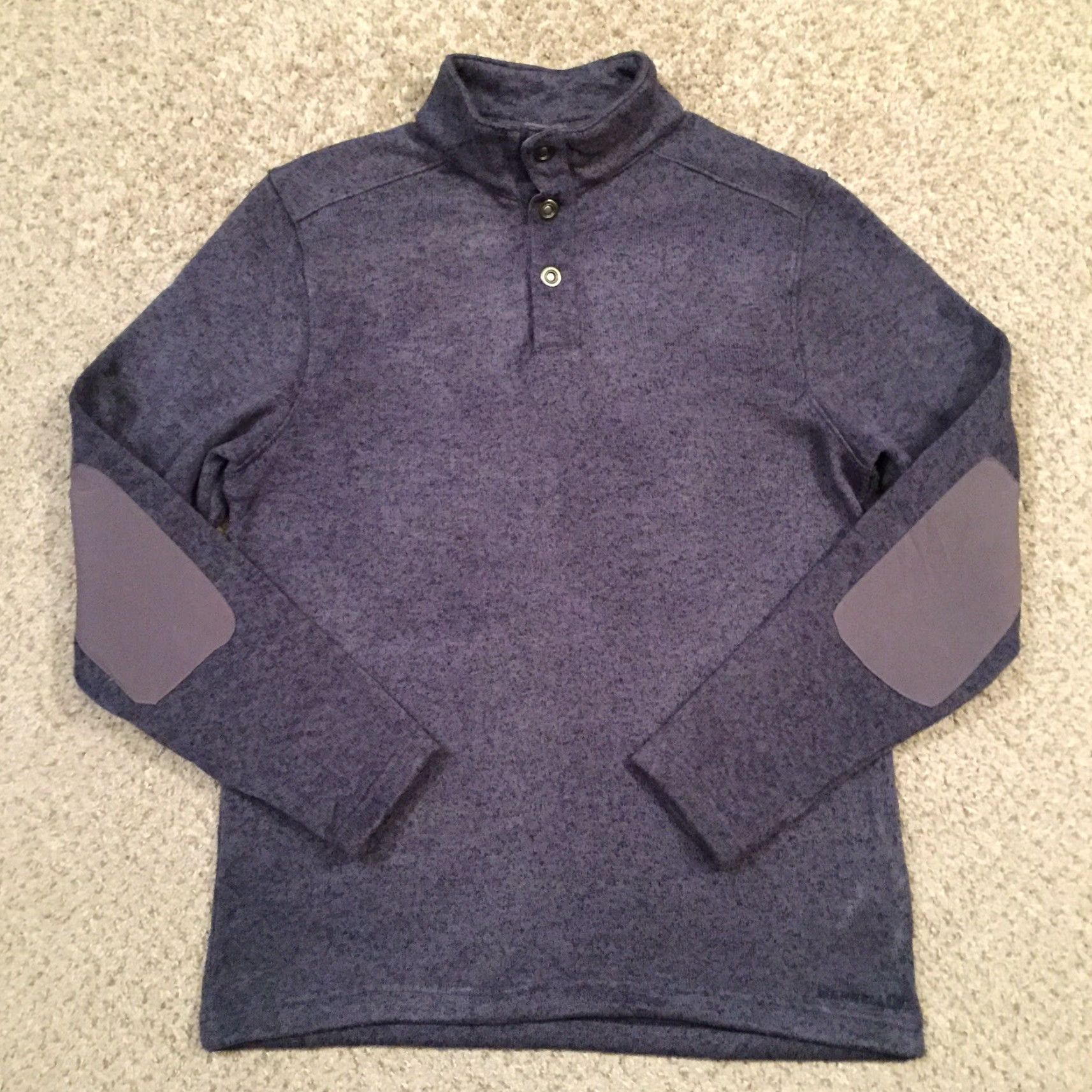 Merrell Merrell Mens Medium Gray Fleece Pullover Sweater Mock Neck Elbow Patches Regulate Knit Tight-Knit Satin? Size US M / EU 48-50 / 2 - 2 Thumbnail