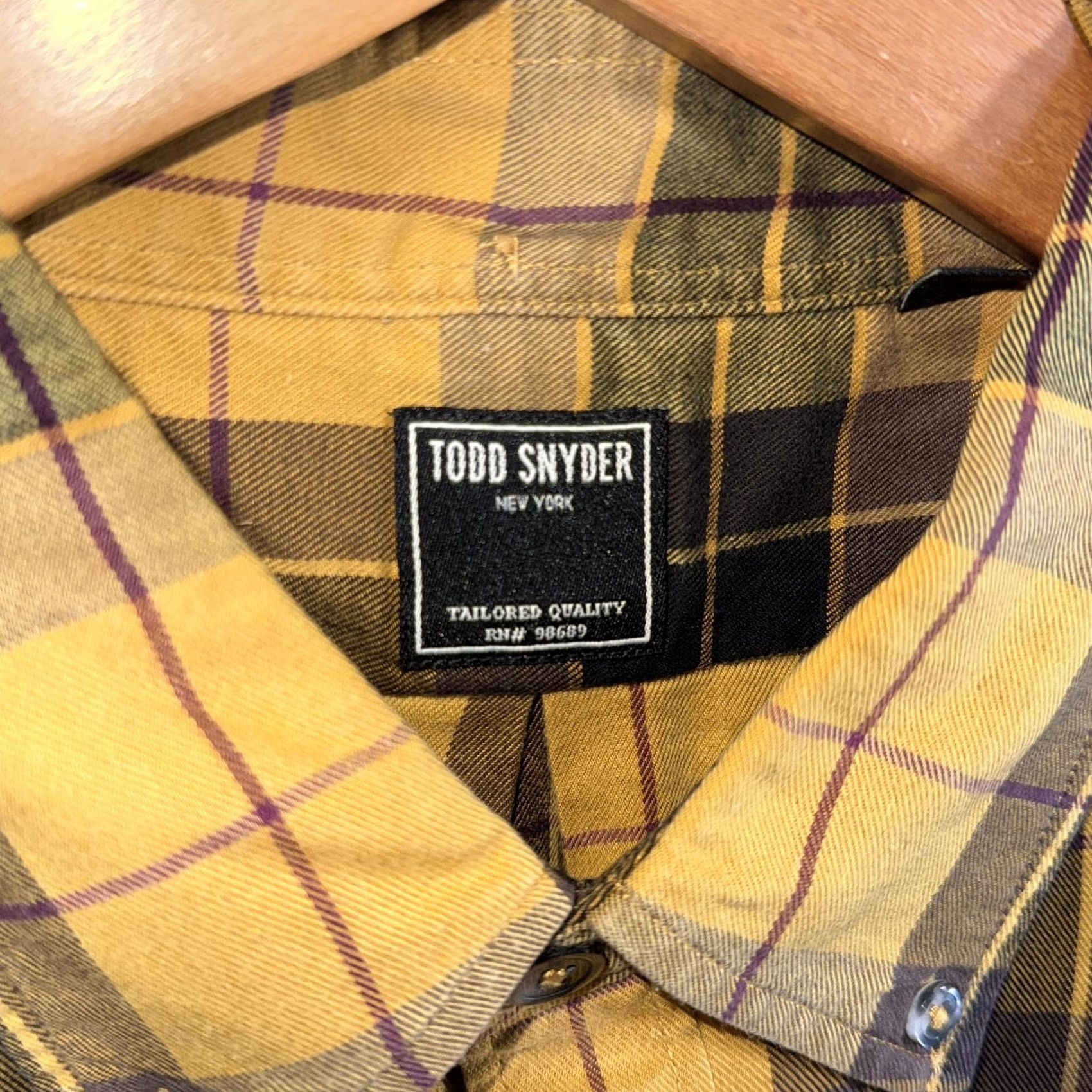 Todd Snyder Todd Snyder Shirt Mens XL Yellow Black Plaid Button Down Tencel Cotton Button-Up Shirt Size US XL / EU 56 / 4 - 5 Thumbnail