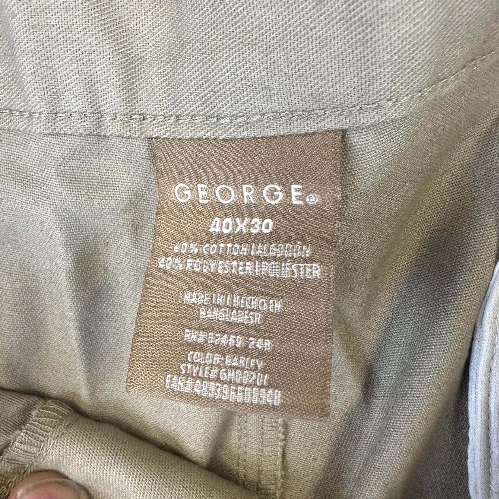 George George Mens Dress Pants 40x30 Classic Fit Pleated Wrinkle Resistant Easy Care Beige Straight Front Zip Size US 40 / EU 56 - 4 Thumbnail